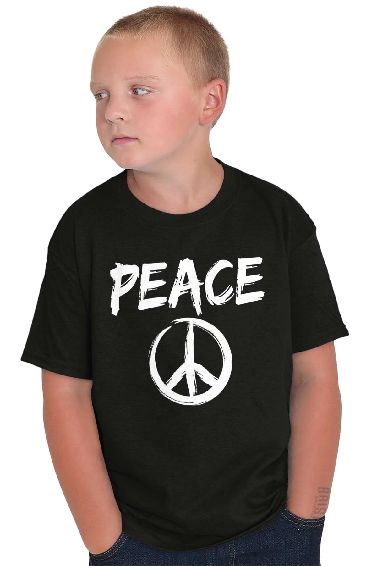 Hippie Peace Sign Make Love Not War Crewneck T Shirts Boy Girl Teen Brisco Brands L