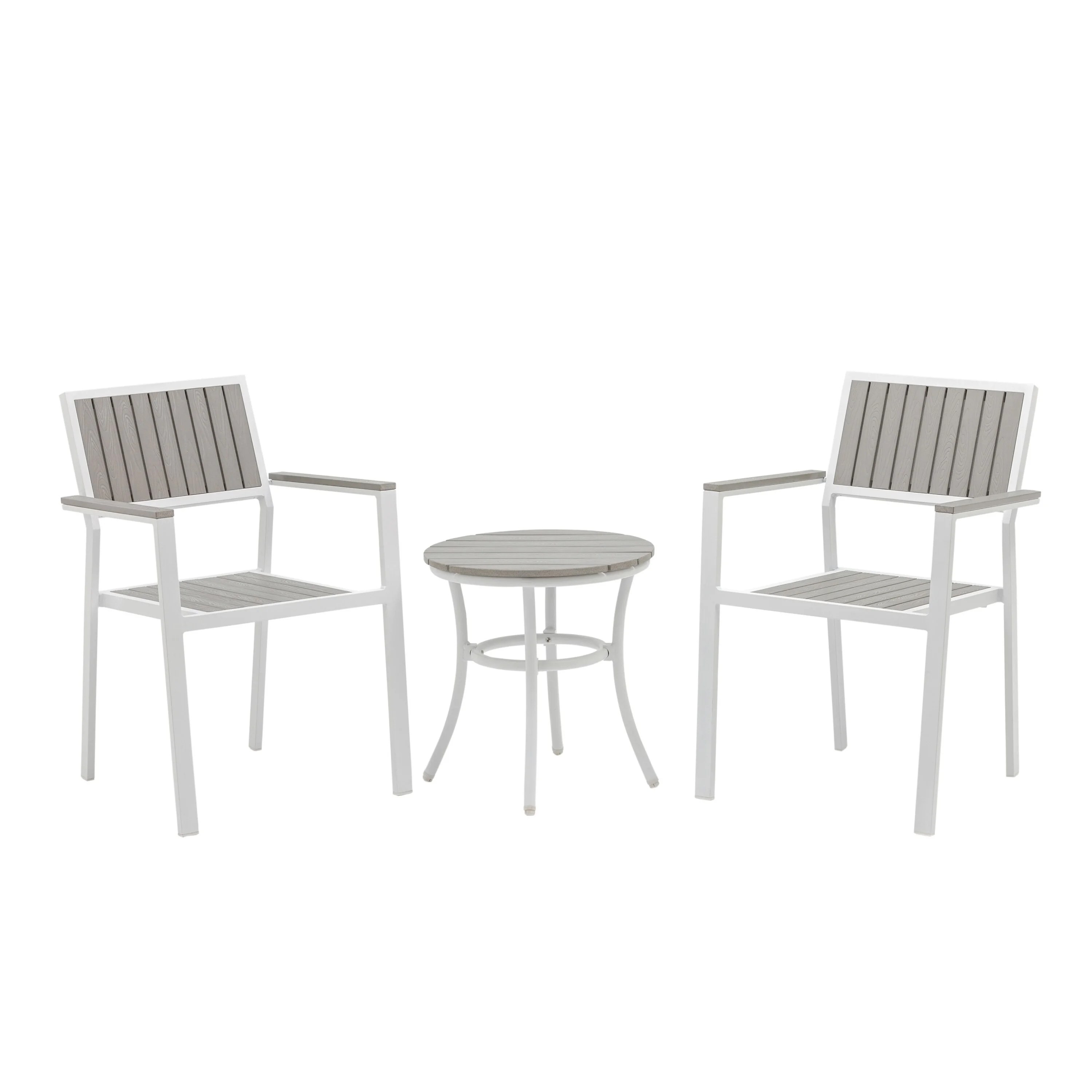 Ez-Care Tek-Wood 3-Piece Steel Patio Set - White and Slate Grey