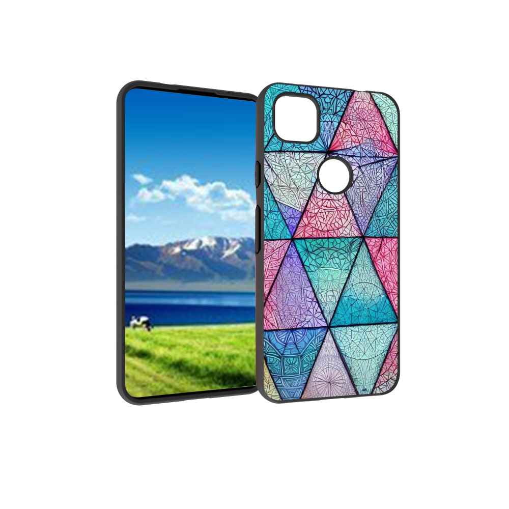 Mandala-Geometry-Triangles-Art-208 Phone Case, Degined for Google Pixel 4A 4G Case Men Women, Flexible Silicone Shockproof Case for Google Pixel 4A 4G