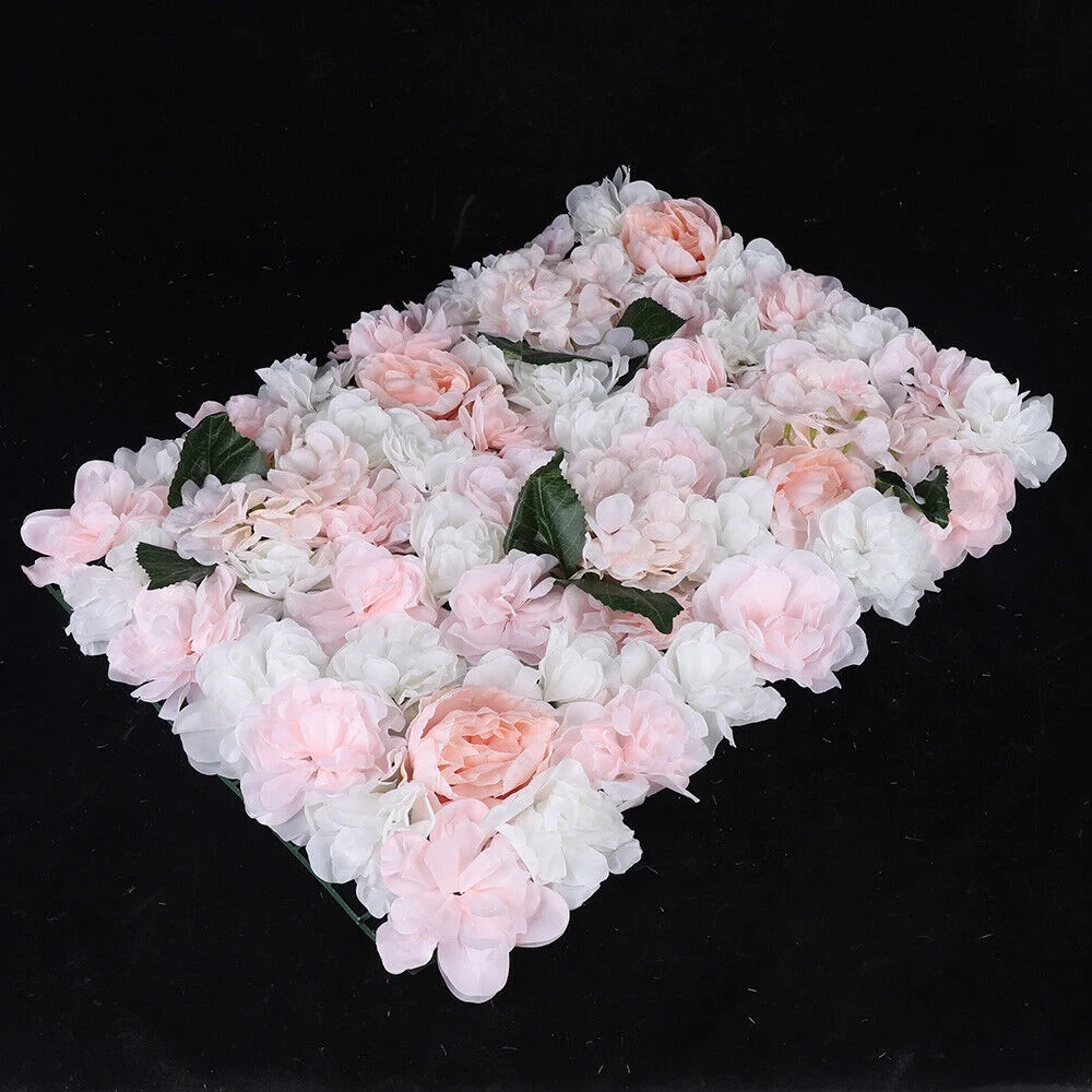 6 Pieces Artificial Flower Wall Panel Wedding Venue Rose Hydrangea Wall 60x40cm