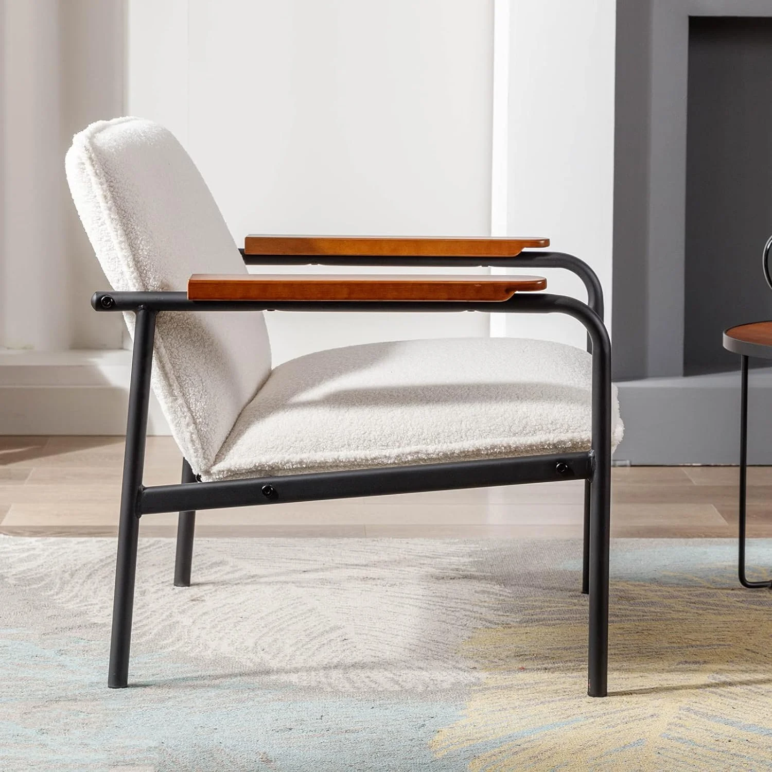 HBLUKDL Rocking Chair  Mid Century Upholstered Glider Rocker Armchair with Metal Base PU Leather Nursery Glider Chair with Wooden Grips  Room Bedroom  Brown