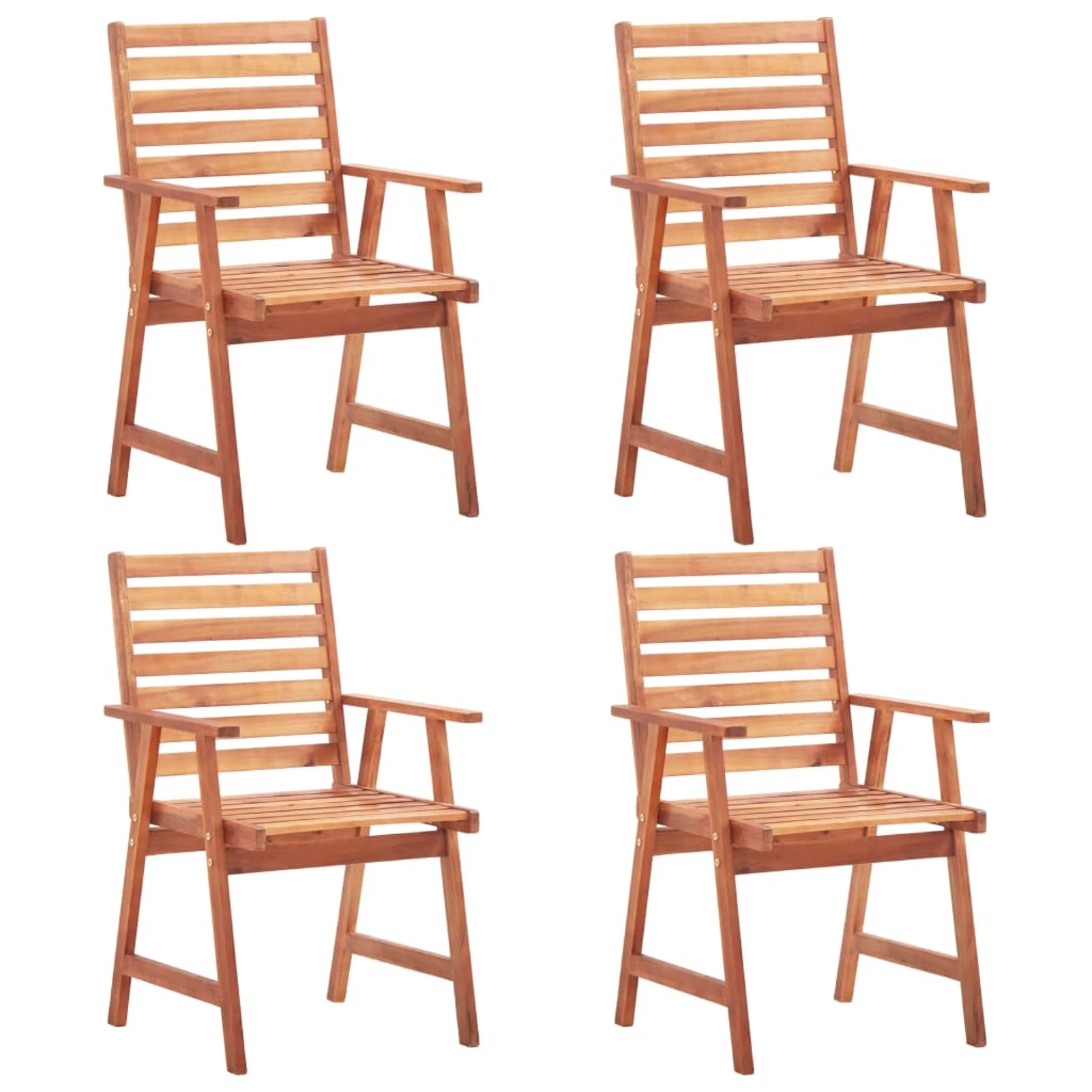 Dcenta 4 Piece Garden Chairs with Armrest Acacia Wood Outdoor Dining Chair Wooden Armchair for Patio, Balcony, Terrace, Backyard Furniture 22 x 24.4 x 36.2 Inches (W x D x H)