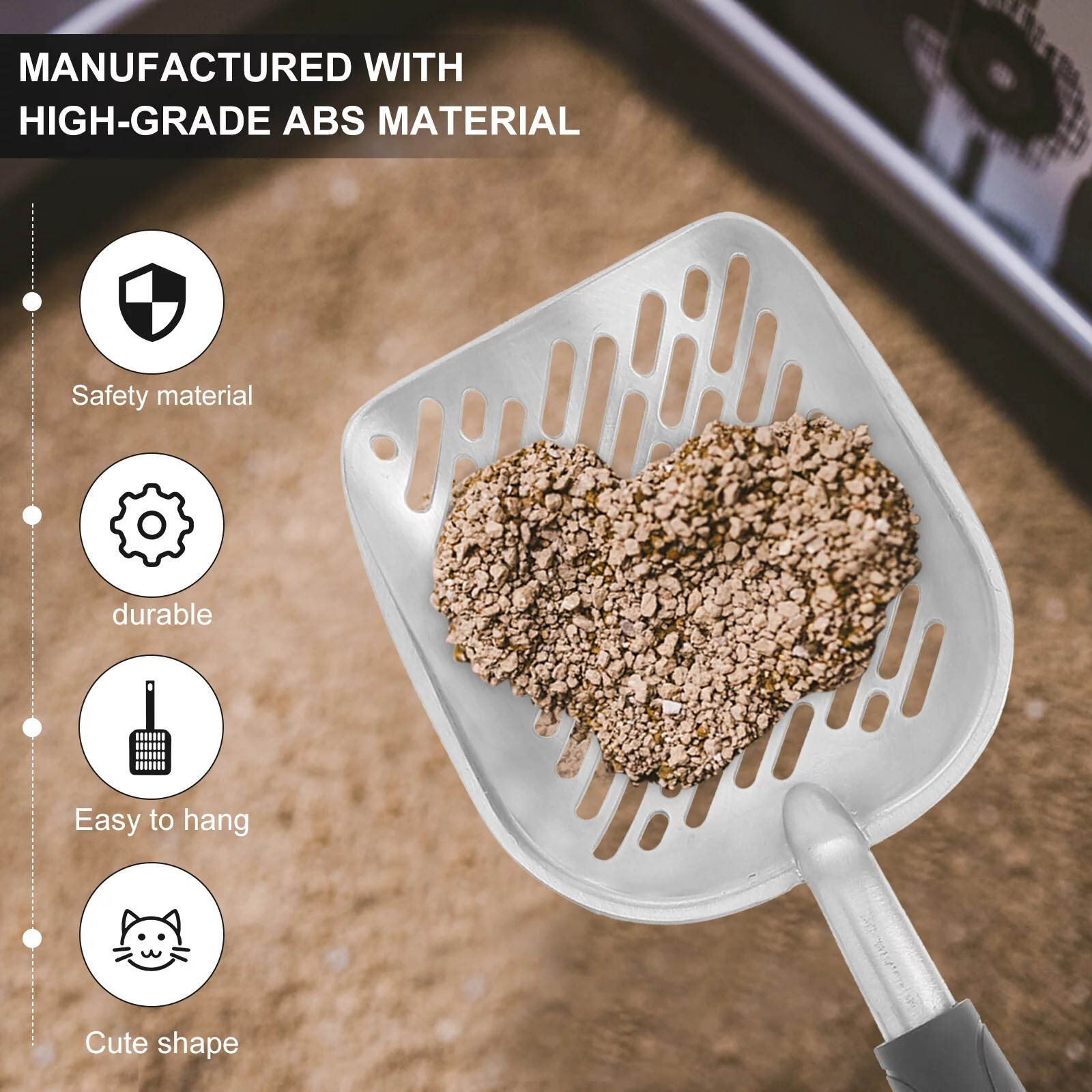 Guichaokj Long Handle Pet Kitty Dog Litter Scooper Durable Metal Pet Sift Shovel (Blue)