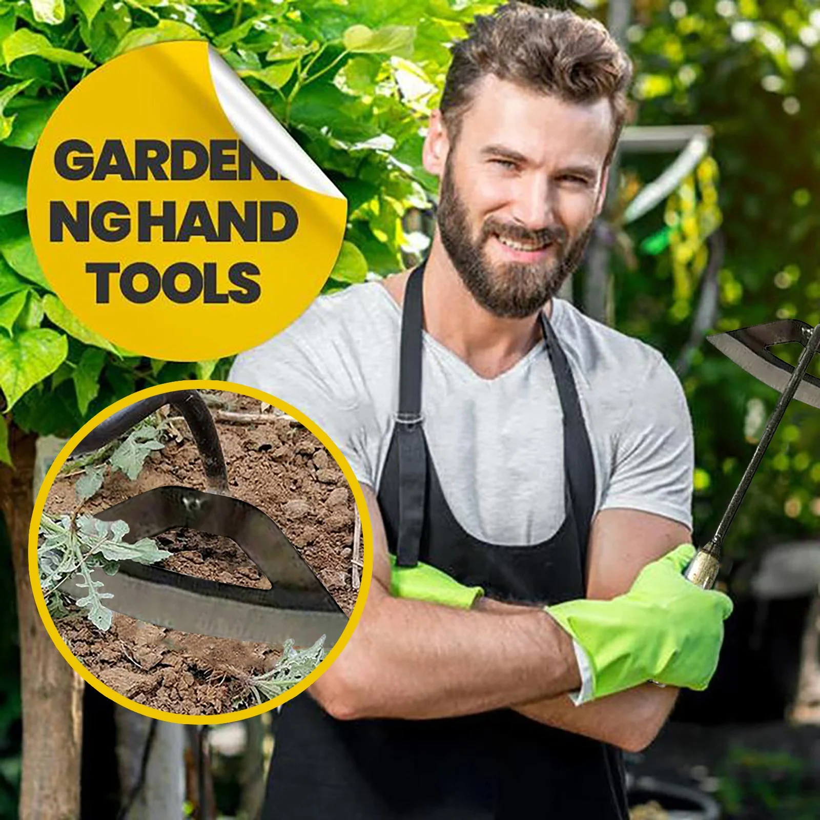 All-Steel Hardened Hollow Hoe - Durable Edge Tool, Garden Edger Weeder, Hand