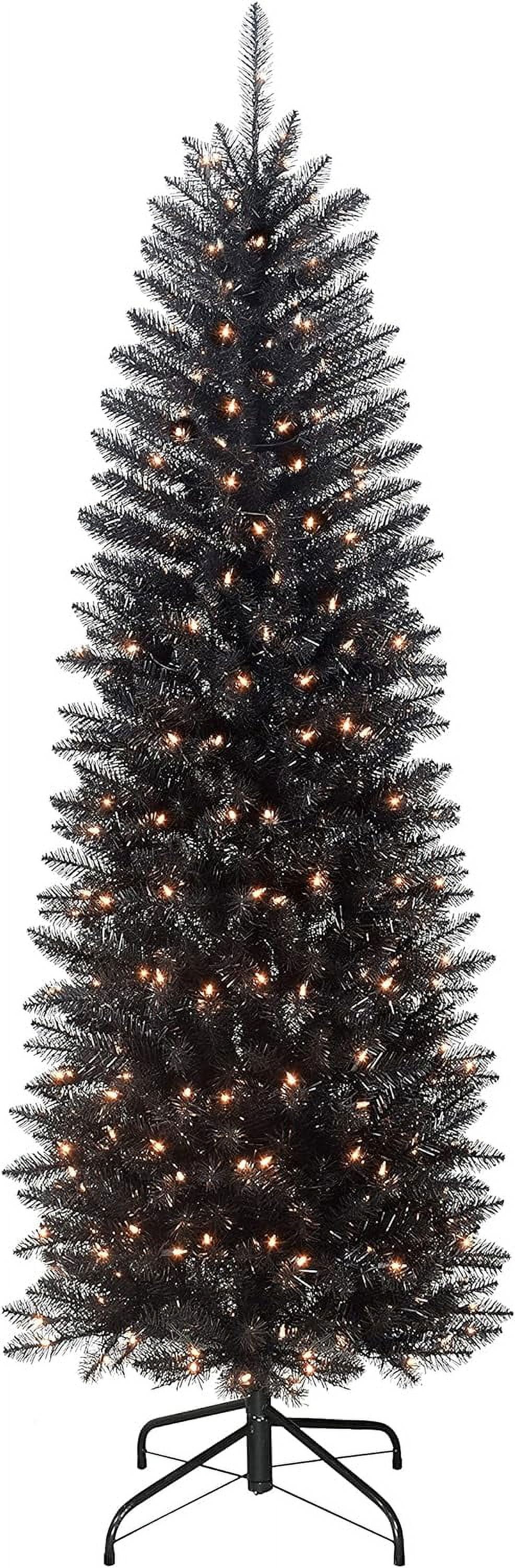 HYUN Pre-Lit 6.5' Black Pencil Fraser Fir Artificial Christmas Tree with 250 Lights