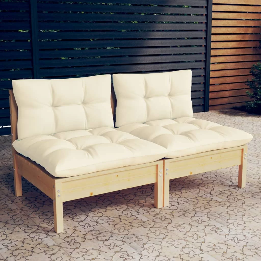 Aibecy 2-Seater Patio Sofa with Cushions Solid Pinewood