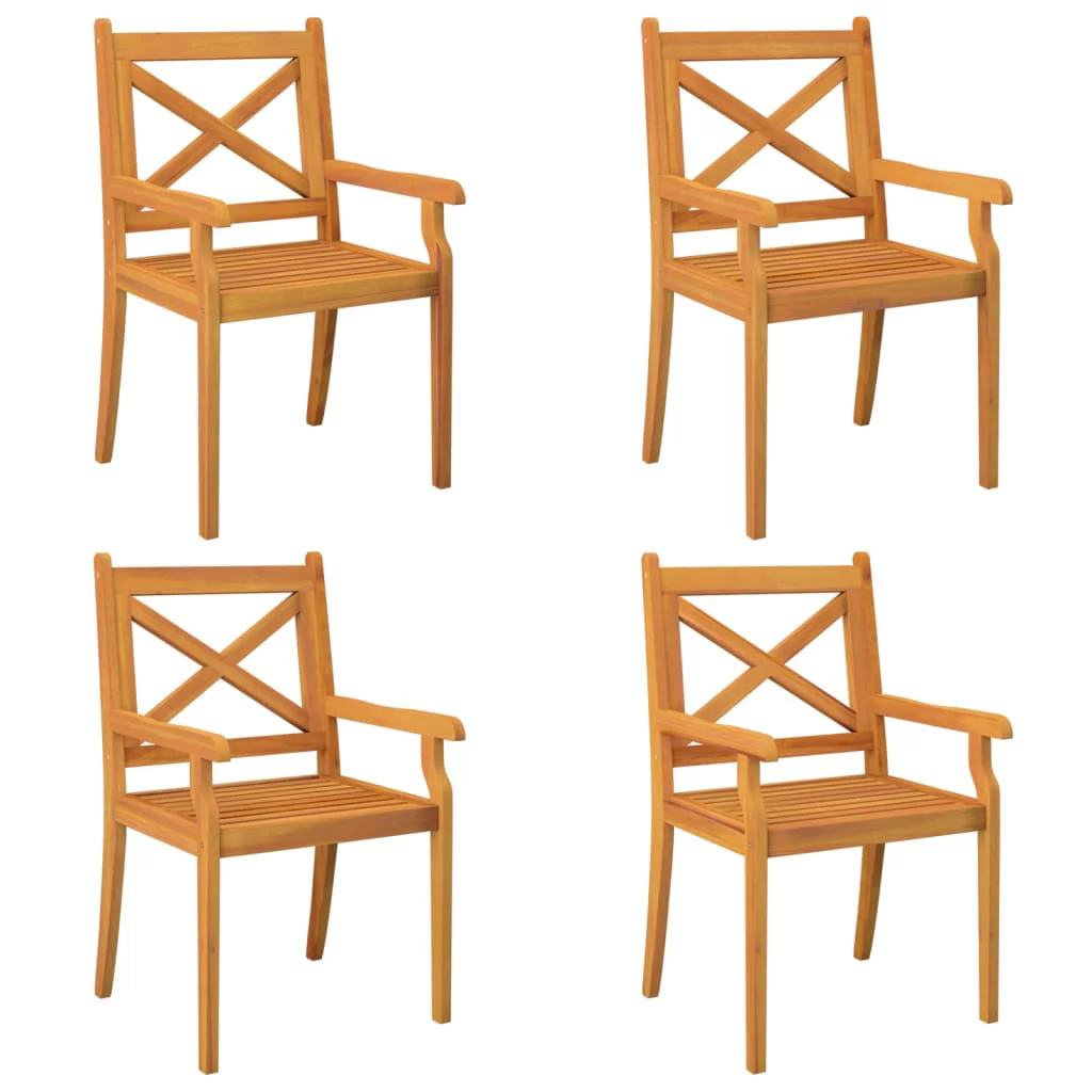 Anself Patio Dining Chairs 4 pcs Solid Wood Acacia