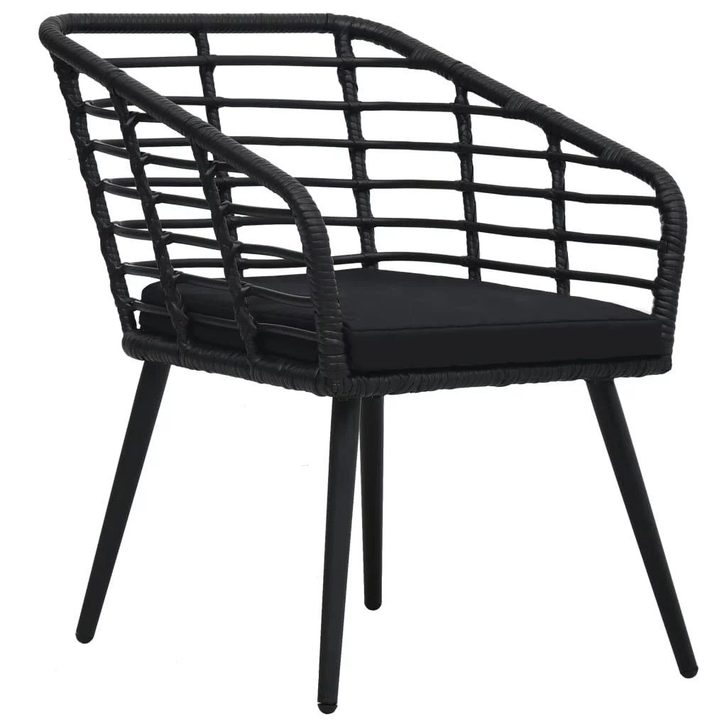 Dcenta 3 Piece Bistro Set Poly Rattan Black