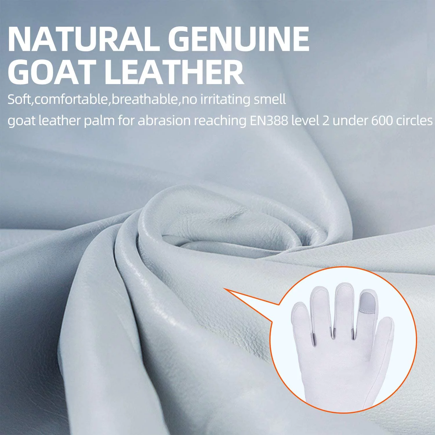 Vgo... 1-Pair Natural Genuine Goatskin Leather Gardening Gloves, Long Cuff Protection, High Dexterity Grip Gloves (Size M, White, GA9658-W)