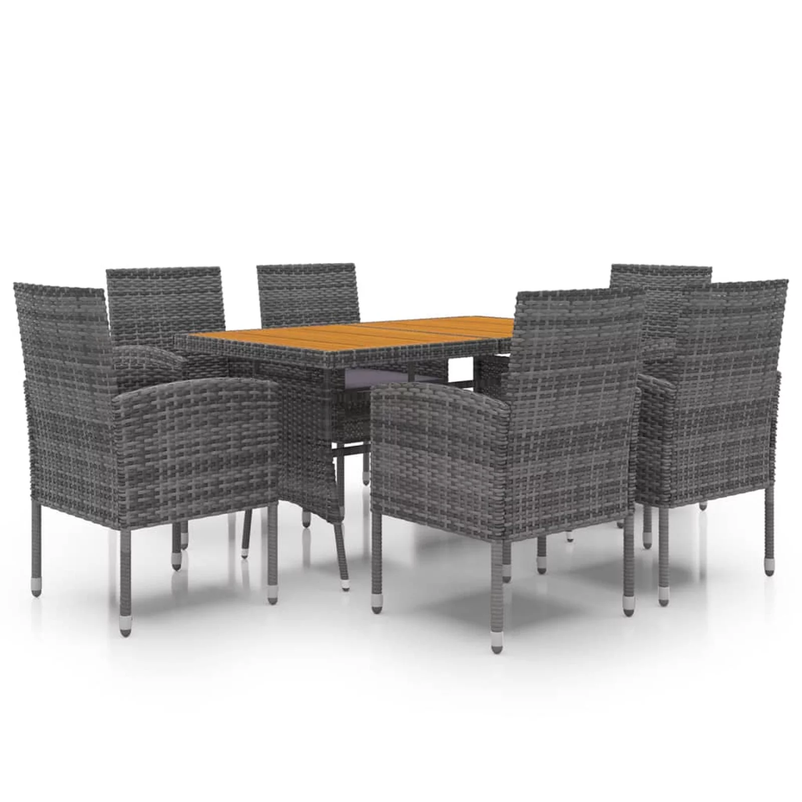 Irfora 7 Piece Patio Dining Set Poly Rattan Gray