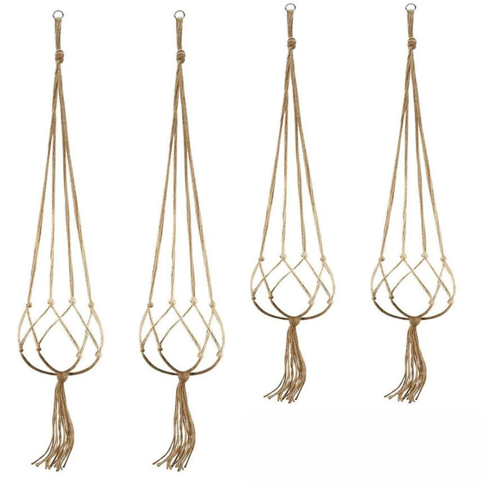 Anself 4Pcs Macrame Plant Hanger Vintage Rope Basket Indoor  Flower Pot Holder Decoration
