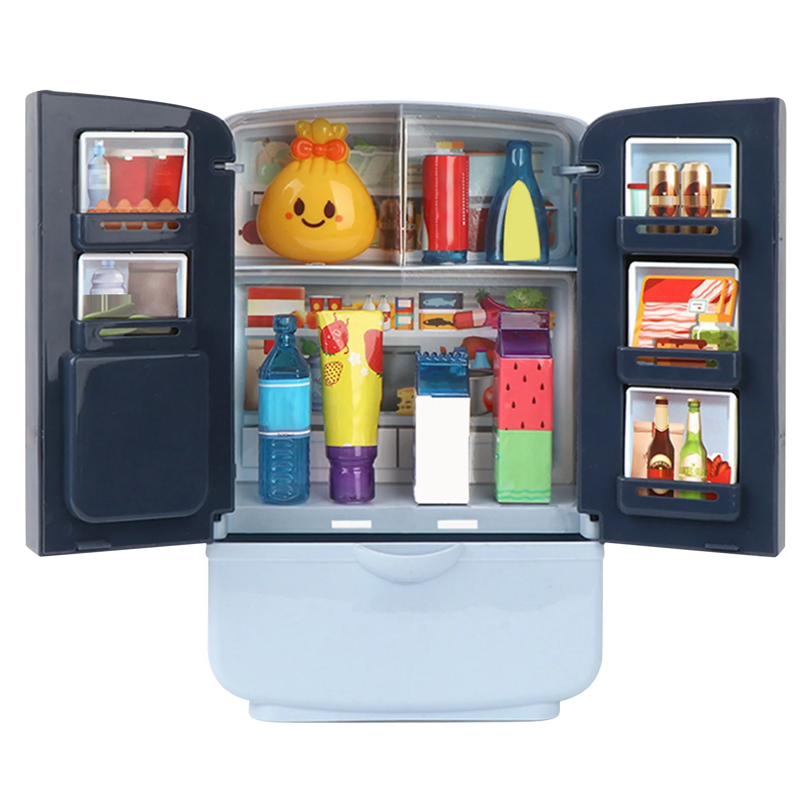 MVNSFEW 30 Cm Children's Play House Refrigerator Kitchen Toys Double Door Mini Home Appliances Boys and Girls Smart Refrigerator Toys Children's Gifts*1 Set