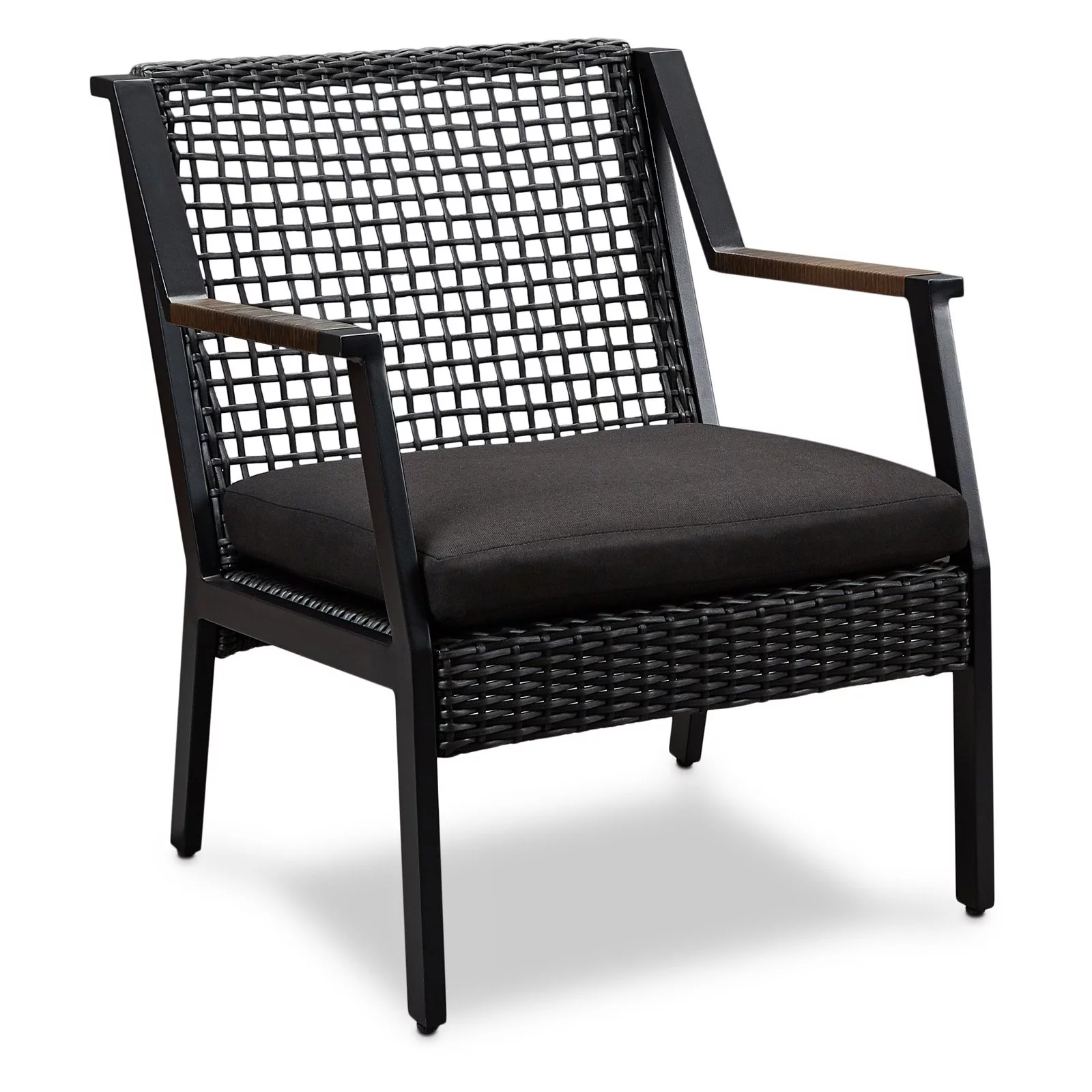 Real Flame Calvin Aluminum Patio Dining Arm Chair in Black (Set of 2)