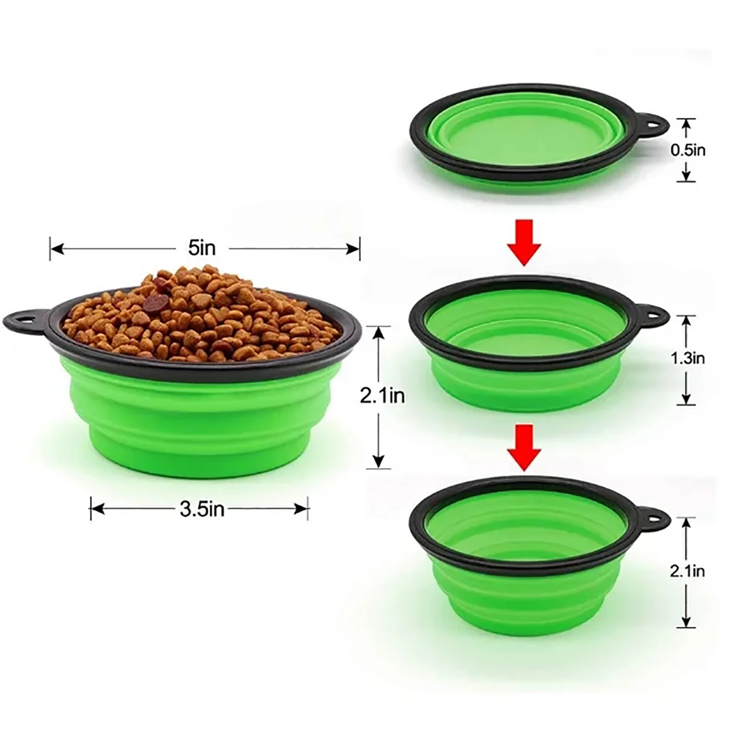 GreenJoy 2 Packs Collapsible Dog Bowls, 350ml Travel Water Food Bowls Portable Foldable Collapse Dishes with Carabiner Clip