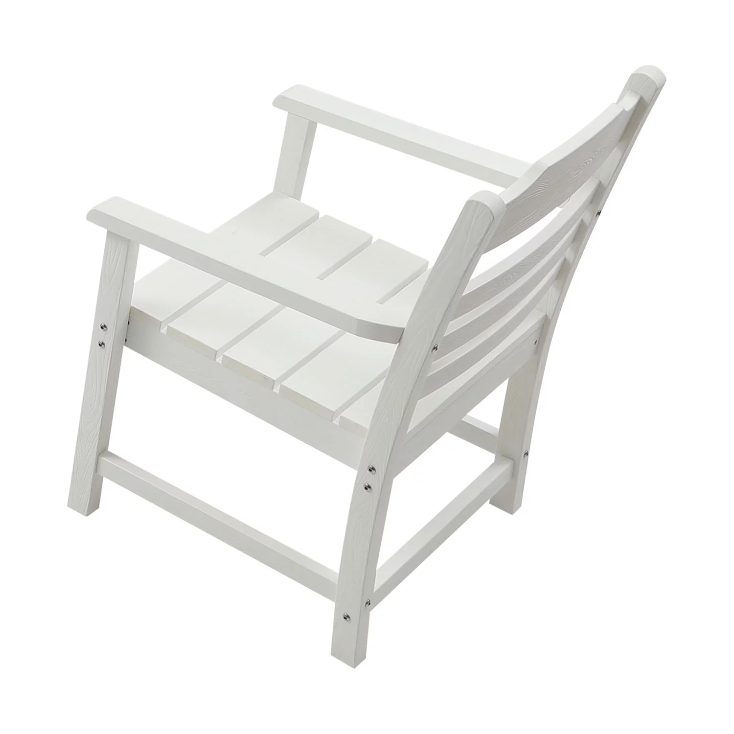 Dcenta Patio Dining Chair with Armset Set of 2, Pure White with Imitation Wood Grain Wexture,HIPS Material