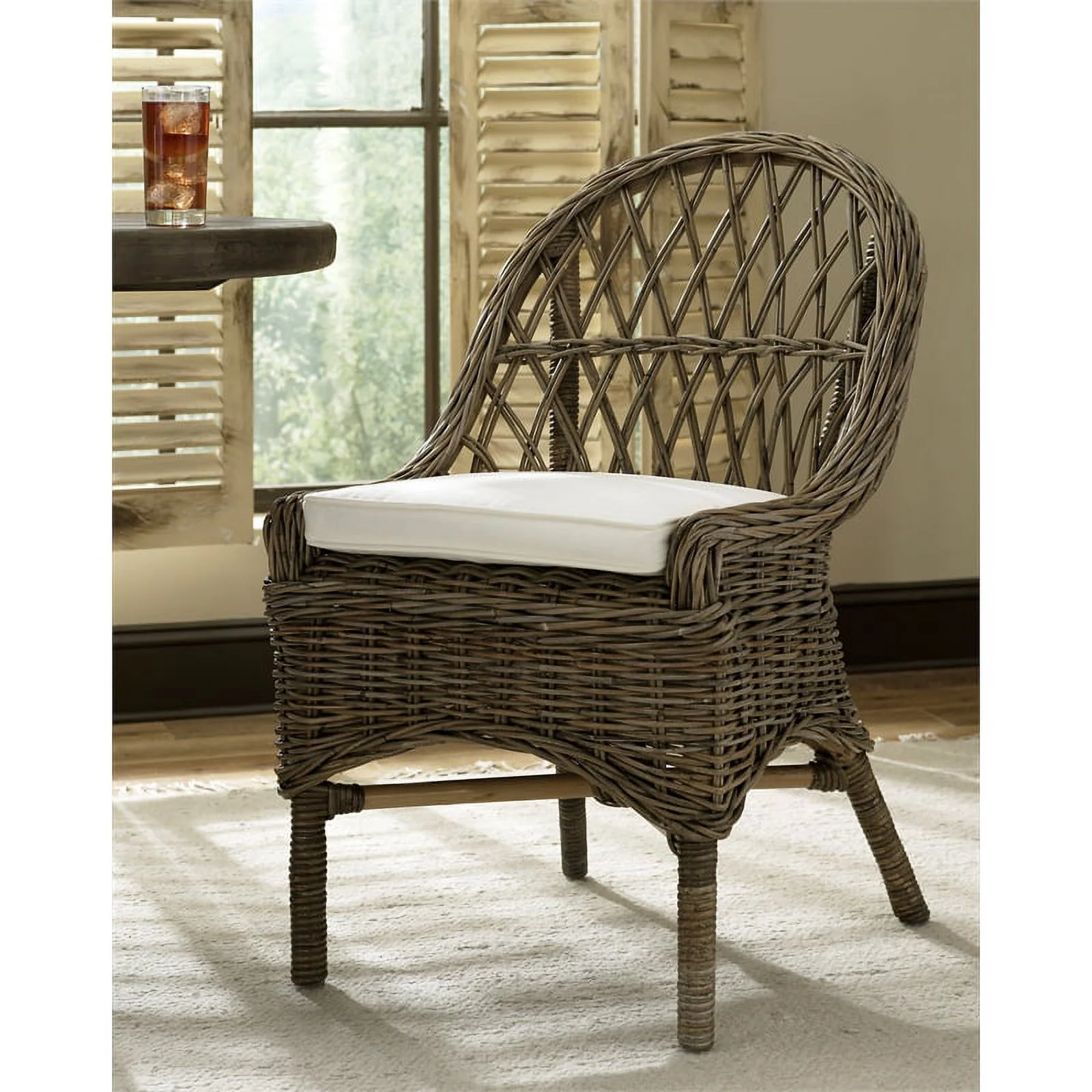 Padma's Plantation Wicker 2 Pc. Crossweave Dining Chair Set in Kubu Gray