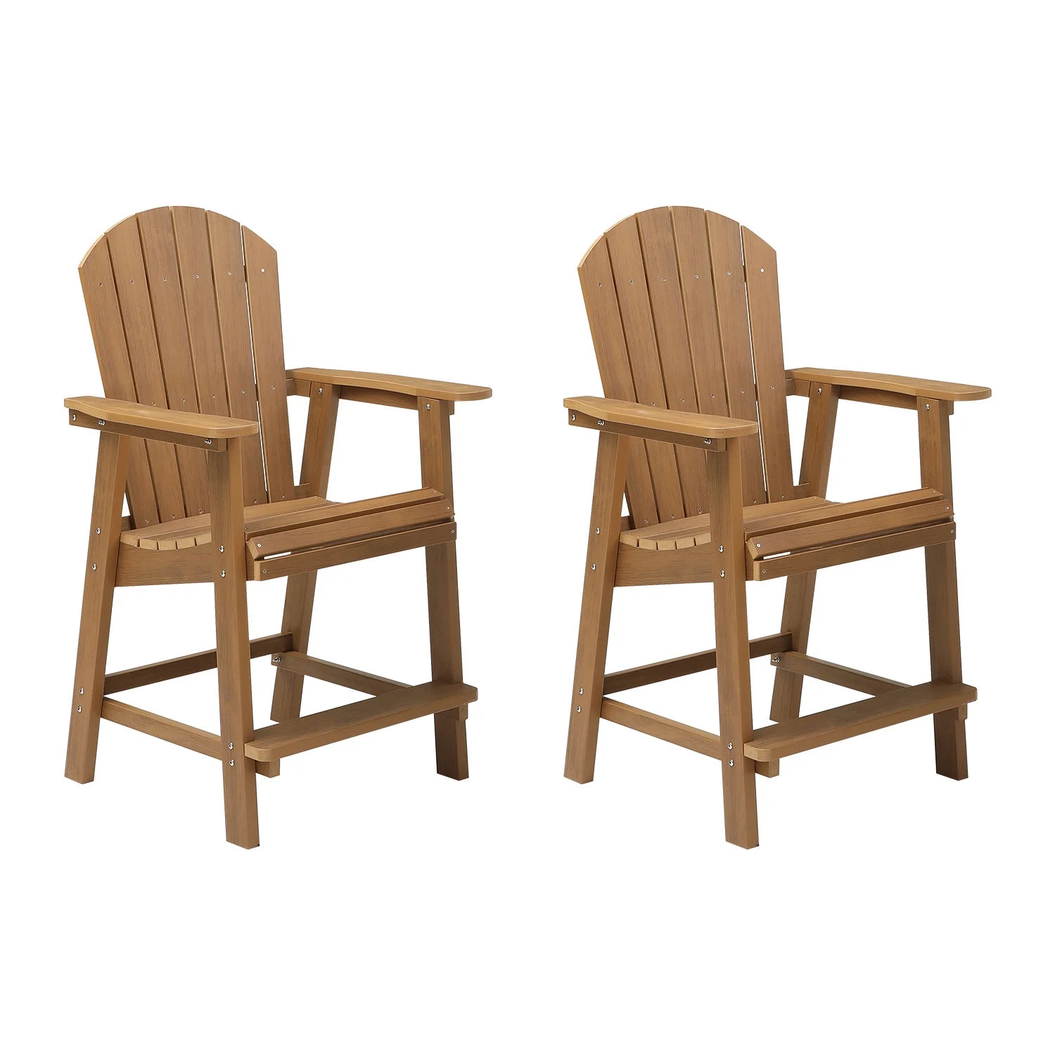 HIPS Bar Chair with Armrest Patio Bar Chair Set of 2 Adirondack Chairs Set of 2 for Outdoor Deck Lawn Pool Backyard TEAK