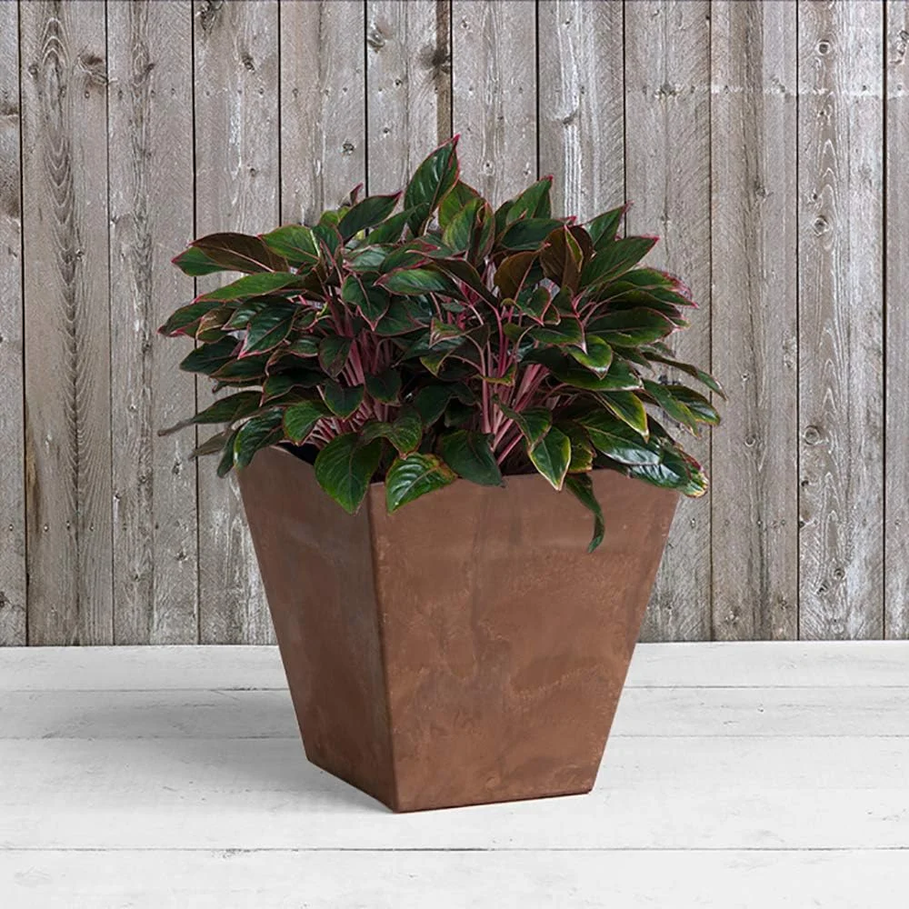 Ella Square Planter, 18-inch, Rust