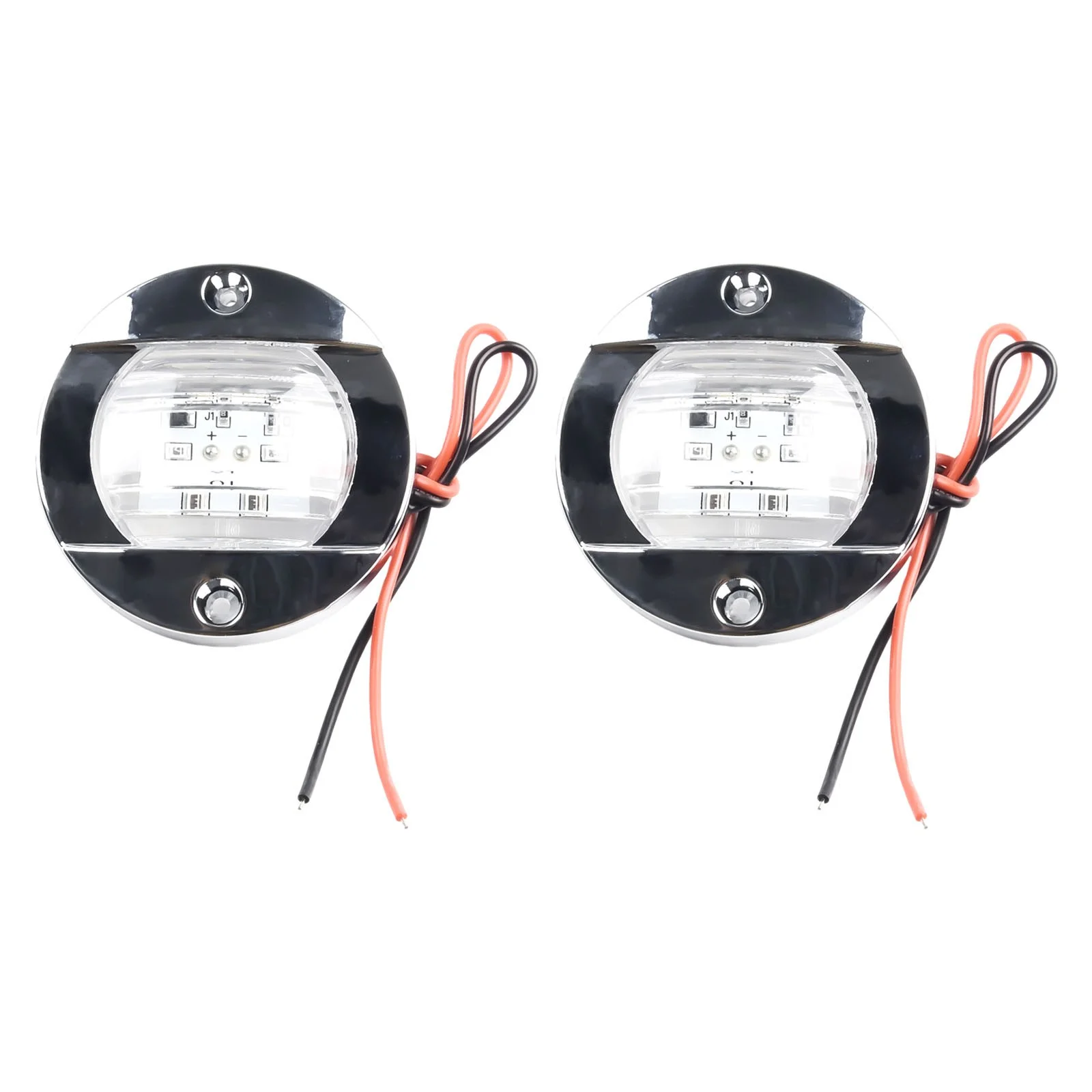 2X Round Marine Boat 6 LED Courtesy Lights Cabin Deck Starboard Stern Light Blue