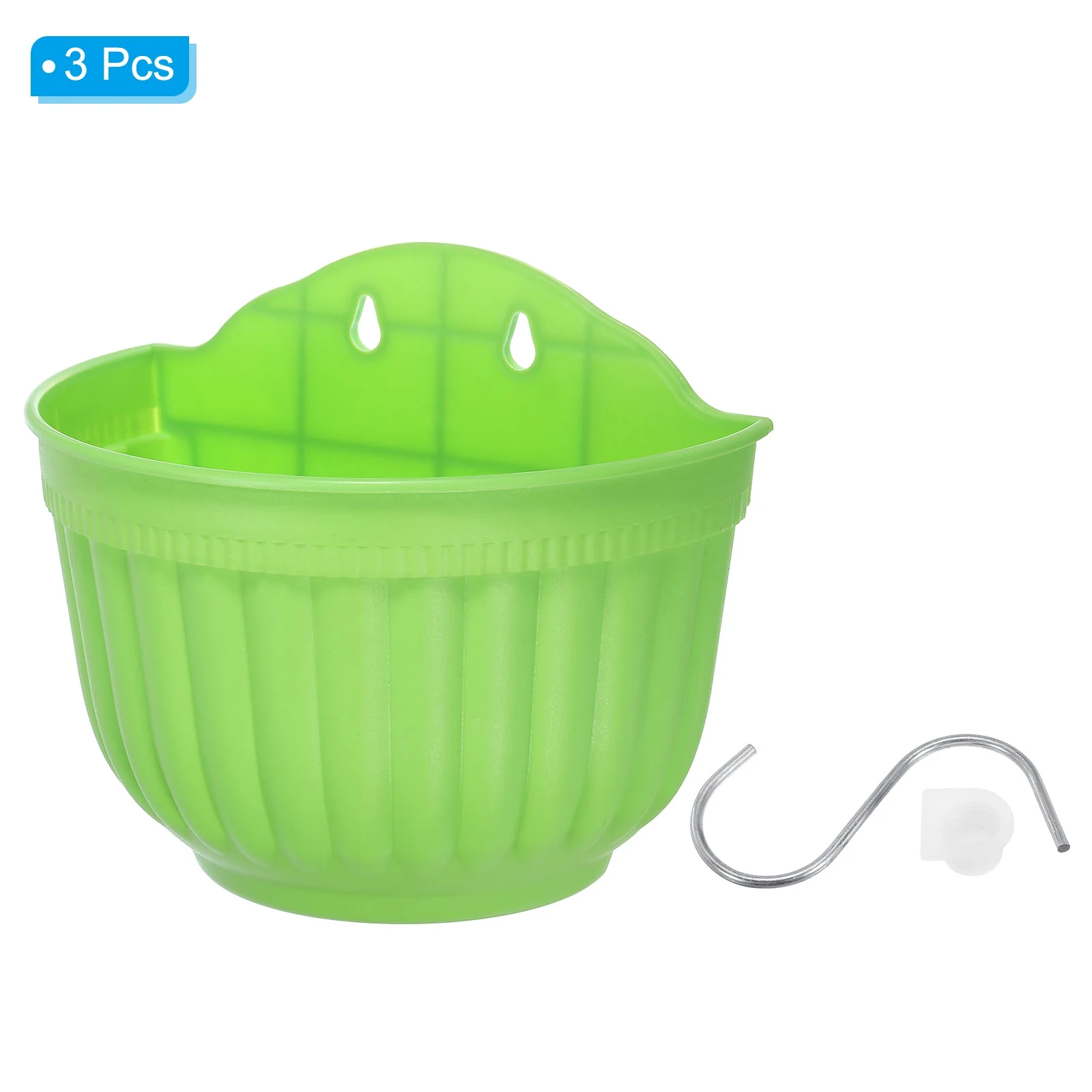 Uxcell 8 Inch Hanging Pot Planters with S Hooks and Stopper, Green 3 Pack