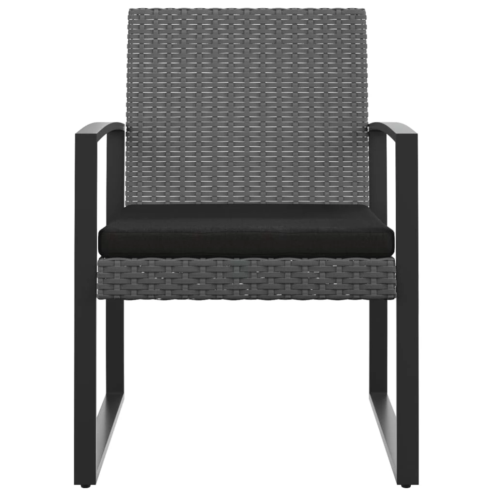 Anself Patio Dining Chairs 2 pcs Dark Gray Rattan