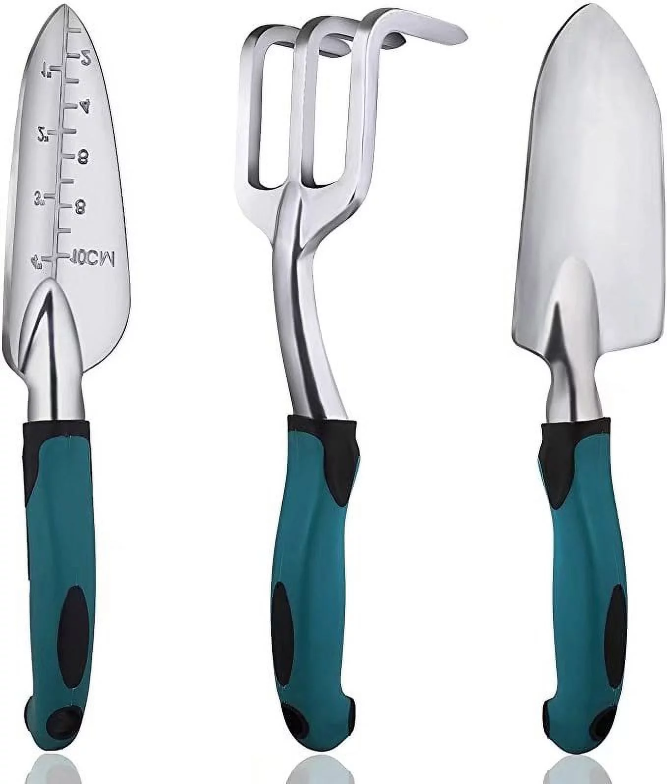 Garden Tool Set - 3 Piece Heavy Duty Gardening Hand Tools - Small Hand Tools for Weeding, Transplanting, Digging(Green)