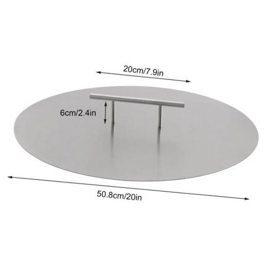 Stainless Fire Pit Heat Deflector Round Cover Lid w/ handle for Indoor Outdoor