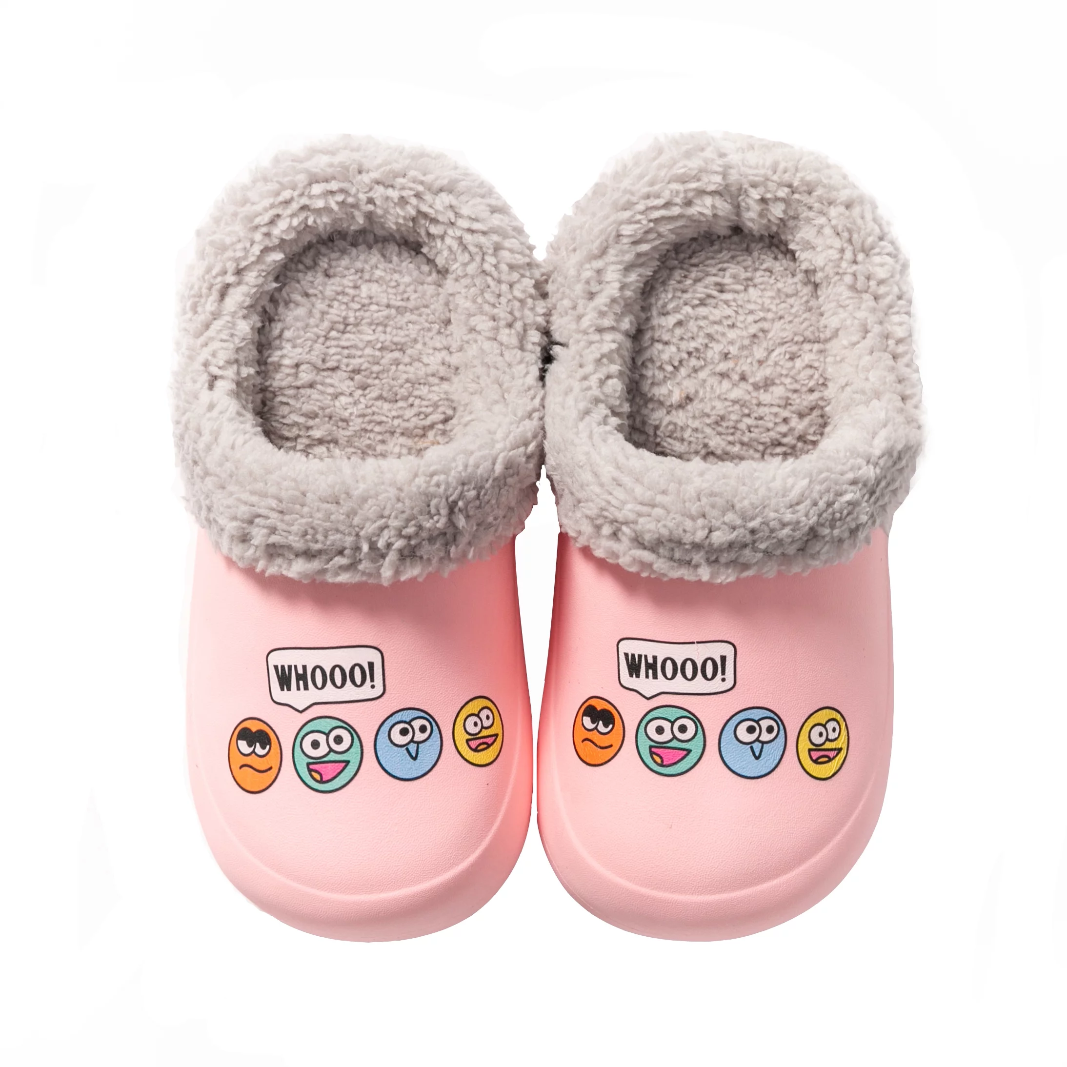 Kids Girls Boys Lining Clogs Shoes Garden Shoes Cartoon Comfort Faux Fur Lined House Bedroom Slippers Lightweight Winter Warm Slip On Yarn Clog Non-Slip Waterproof Slippers Pink 16