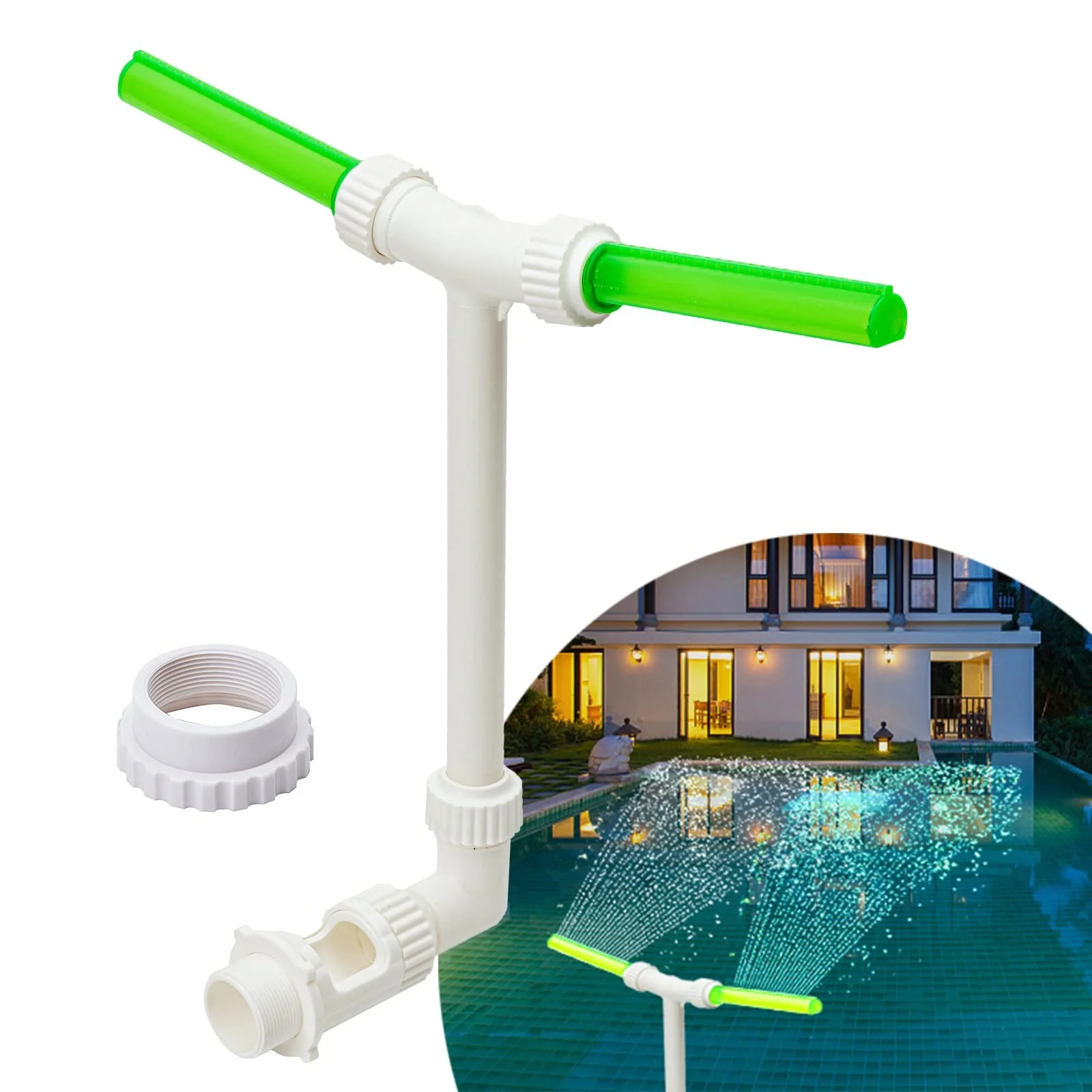 Spray Water Fountains for Ground & Above Ground Pool, Adjustable Waterfalls Sprinkler Cooler for Pool, Swimming Pool Spa Water Temperatures