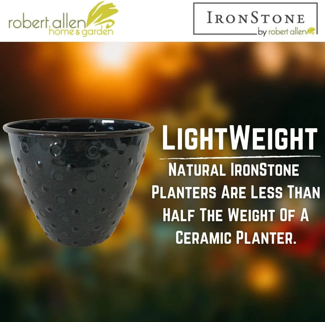 By Headwind - Ironstone Glazed Metal Planter Lightweight, Durable, Sustainable