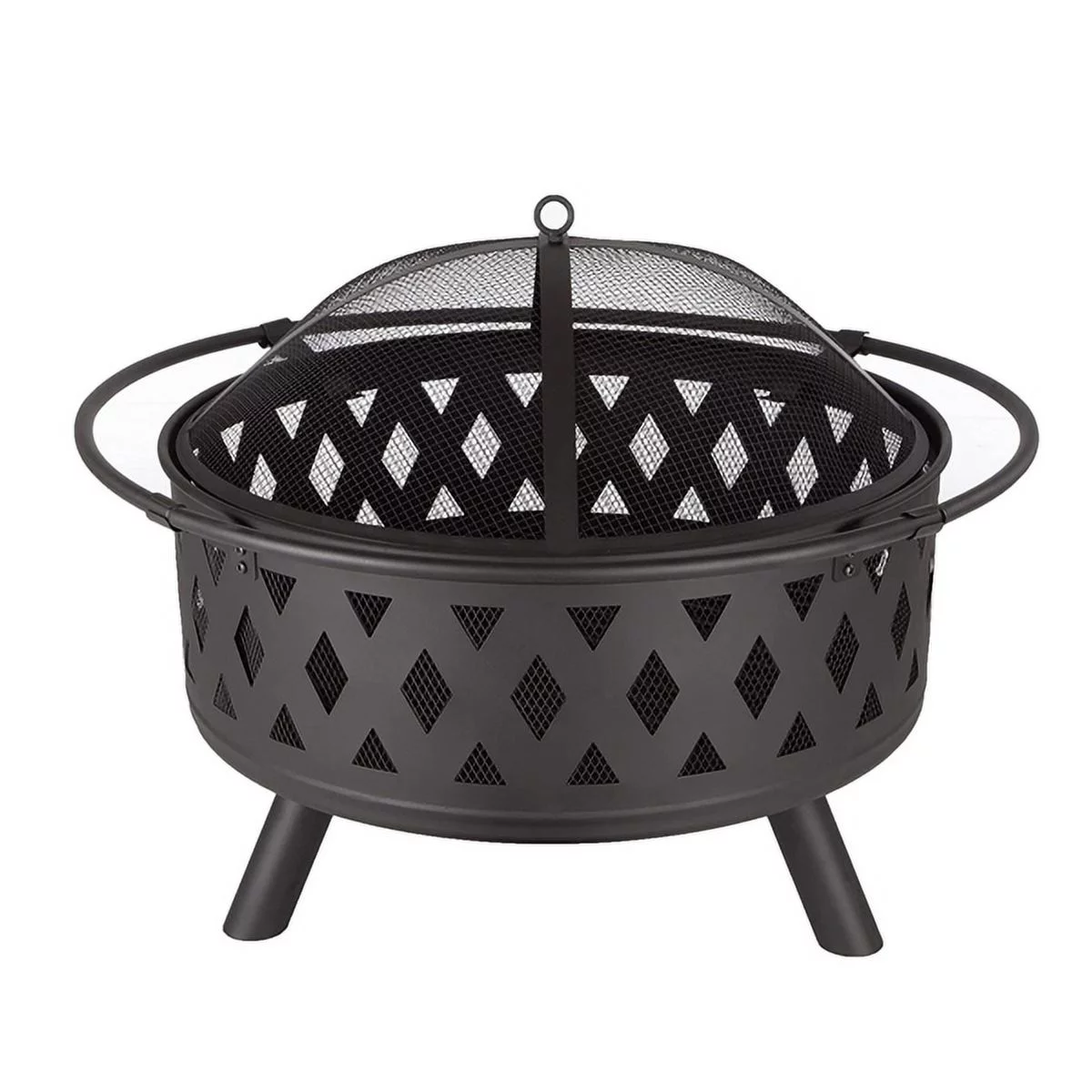 stove Iron Fire Pit Set Heating Equipment Camping Fire Bowl with Poker Mesh Cover for Backyard Patio