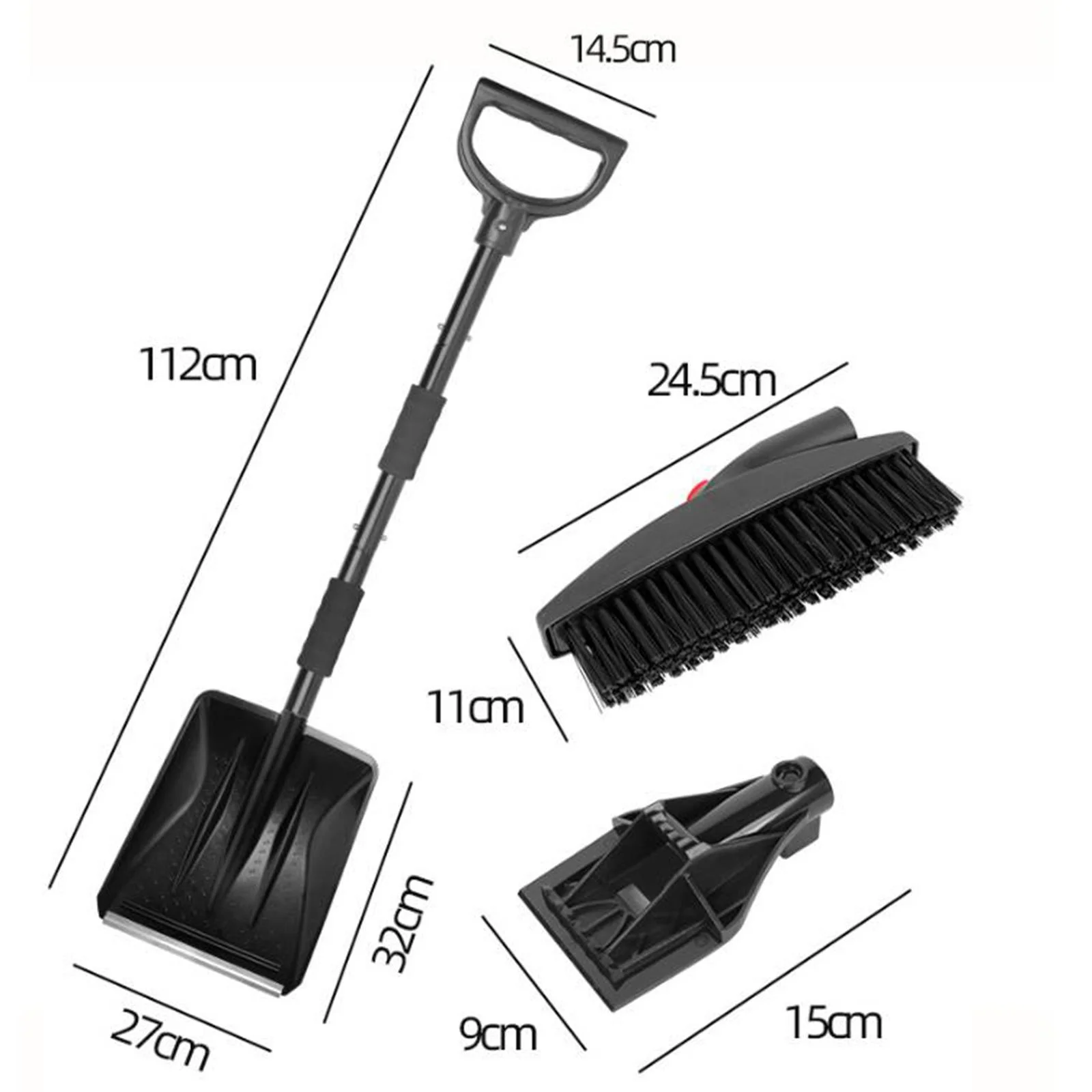 jiaping Snow Brush Scraper Snow Shovel for Car Portable Trucks Car Practical Ice Scraper Black