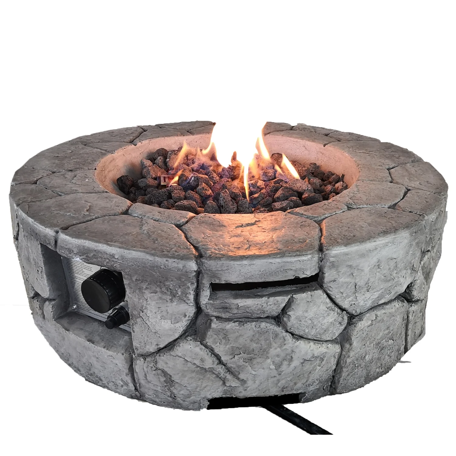 Stone Gray 9‘‘ H x 28‘‘ W Fiber Reinforced Concrete Outdoor Fire Pit by Living Source International - Stylish and Functional Addition to Your Outdoor Space