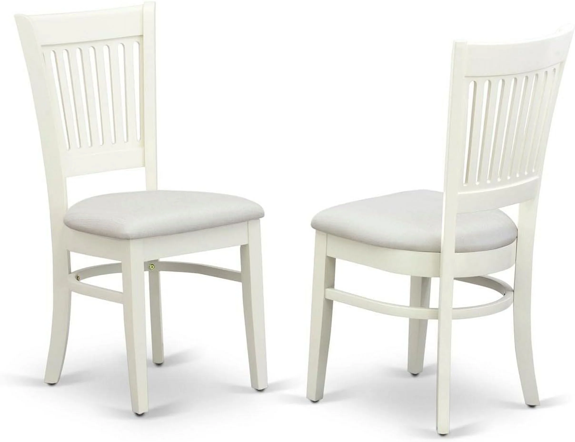 Dublin 3 Piece Modern Set Contains A Round Wooden Table With Dropleaf And 2 Fabric Upholstered Dining Chairs, 42X42 Inch, Linen White