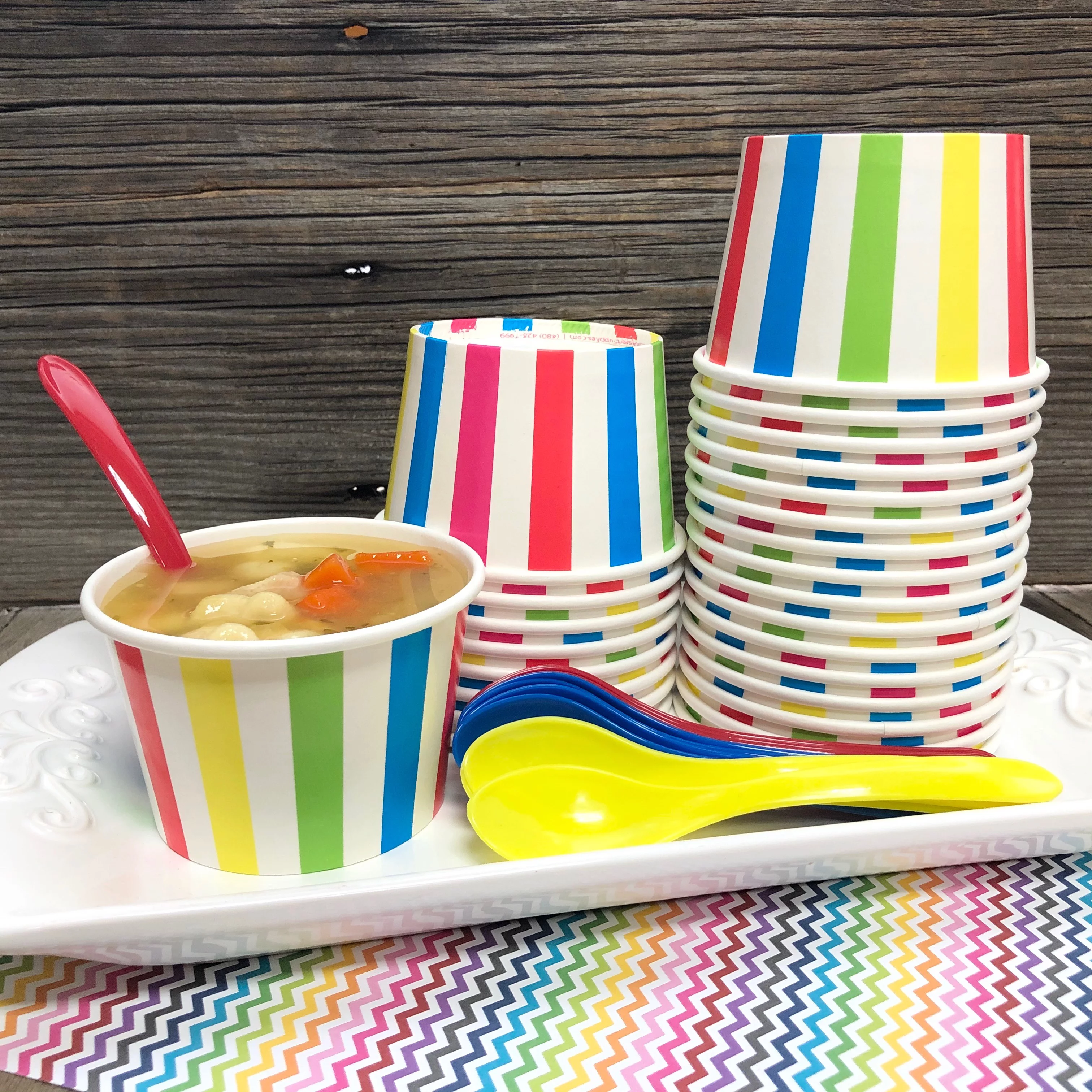 16 Pk Circus Birthday Party Ice Cream Kit - 8 Oz. Stripe  Cups