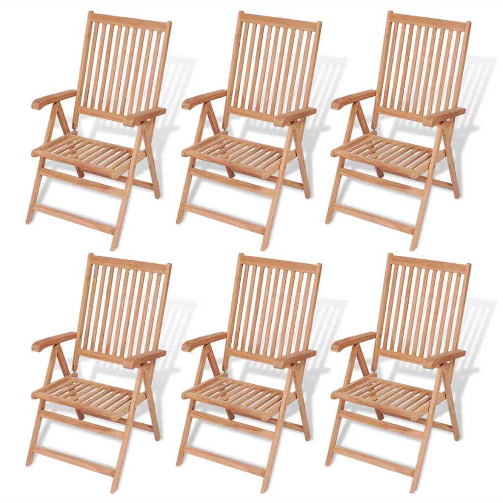 Dcenta 7 Piece Patio Dining Set with Folding Chairs Solid Teak Wood
