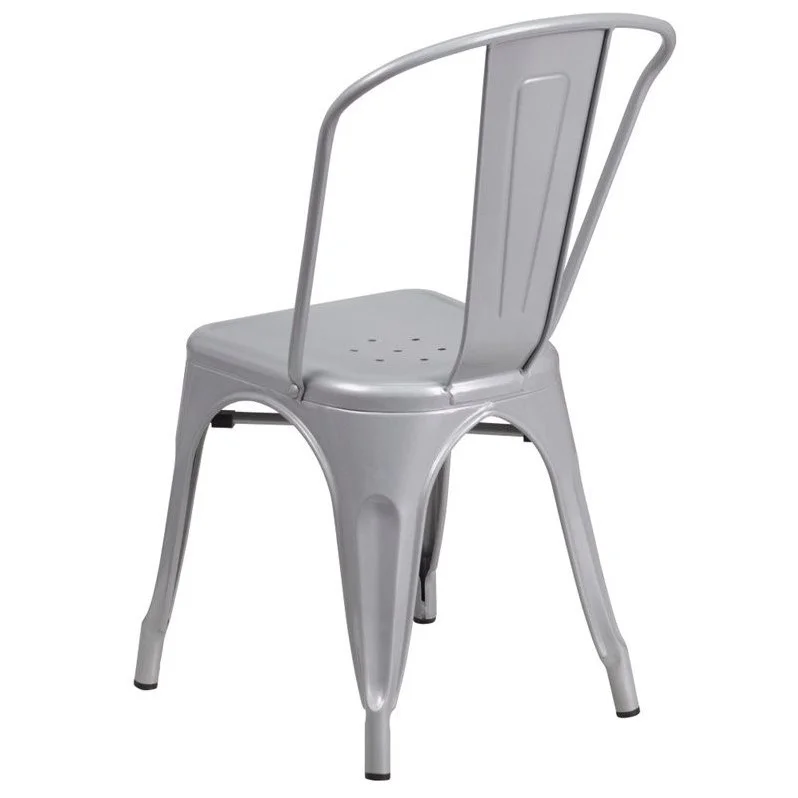 Kingfisher Lane Metal Stackable Dining Chair in Silver