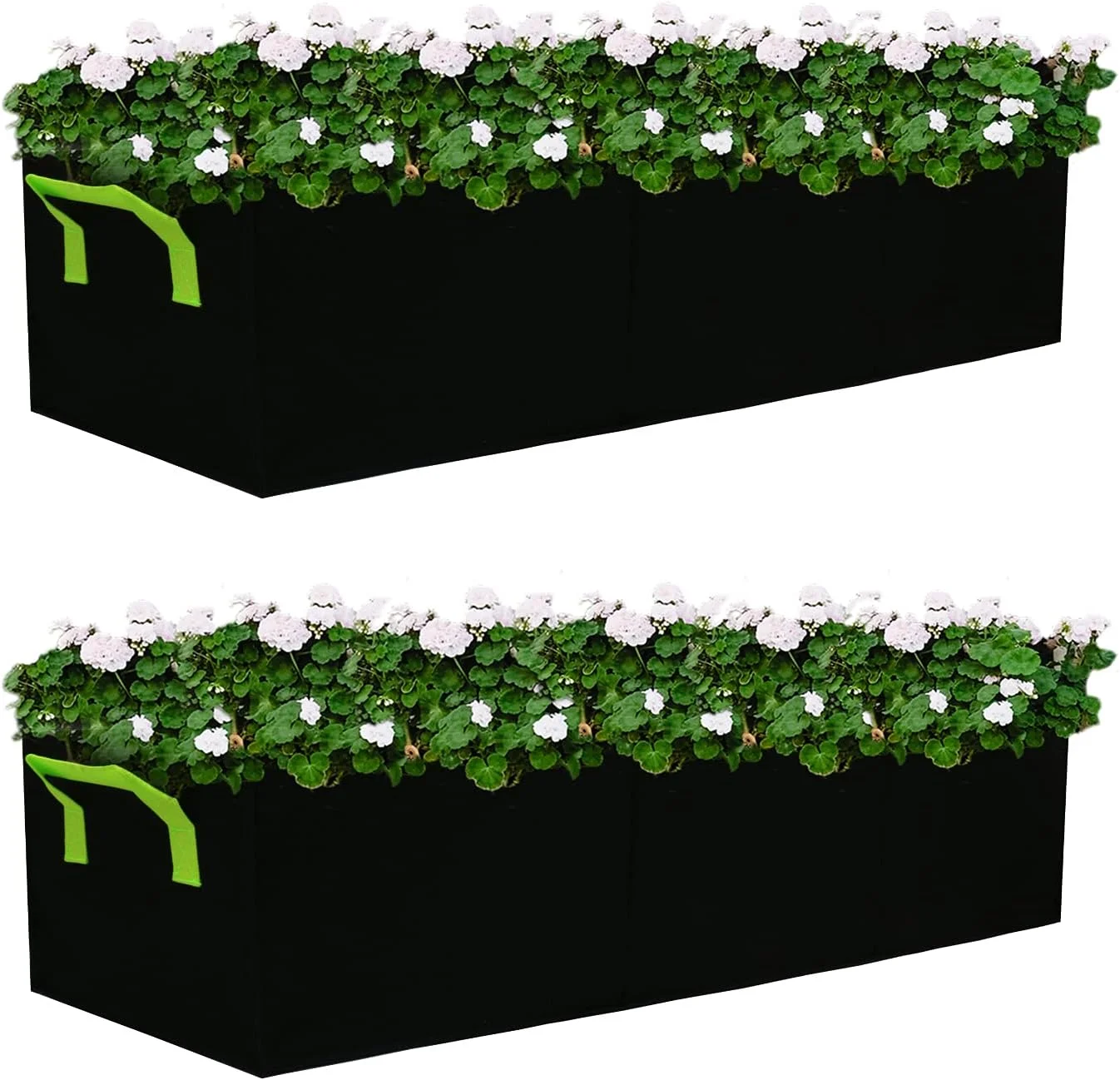 Zhuge Plant Grow Bags, 10 Pack Fabric Raised Planting Bads, 3 Holes Rectangle Grow Bag, 15 Gallon Breathable Potato Tomato Planter Pots for Outdoor Vegetables Plant Flowers (Black)