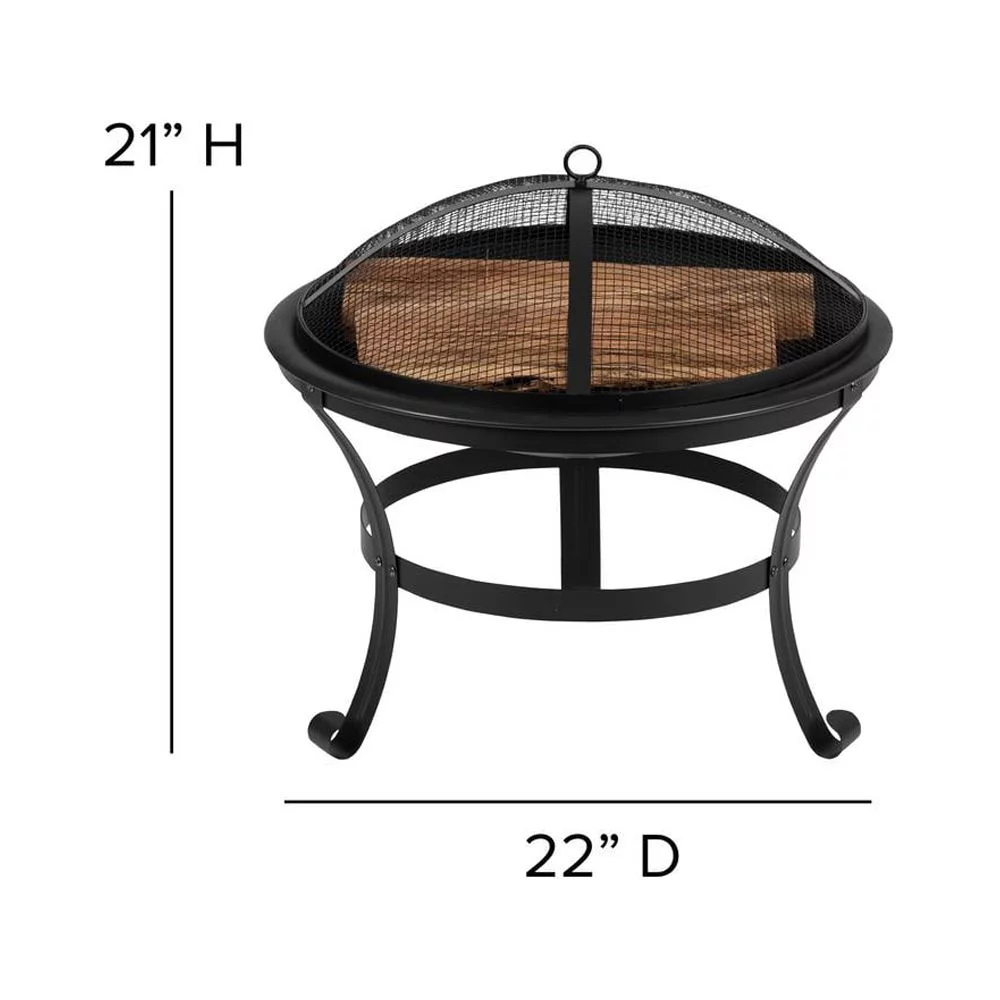Flash Furniture Finn 3 Pcs Fire Pit with Adirondack Rocking Chairs, Navy