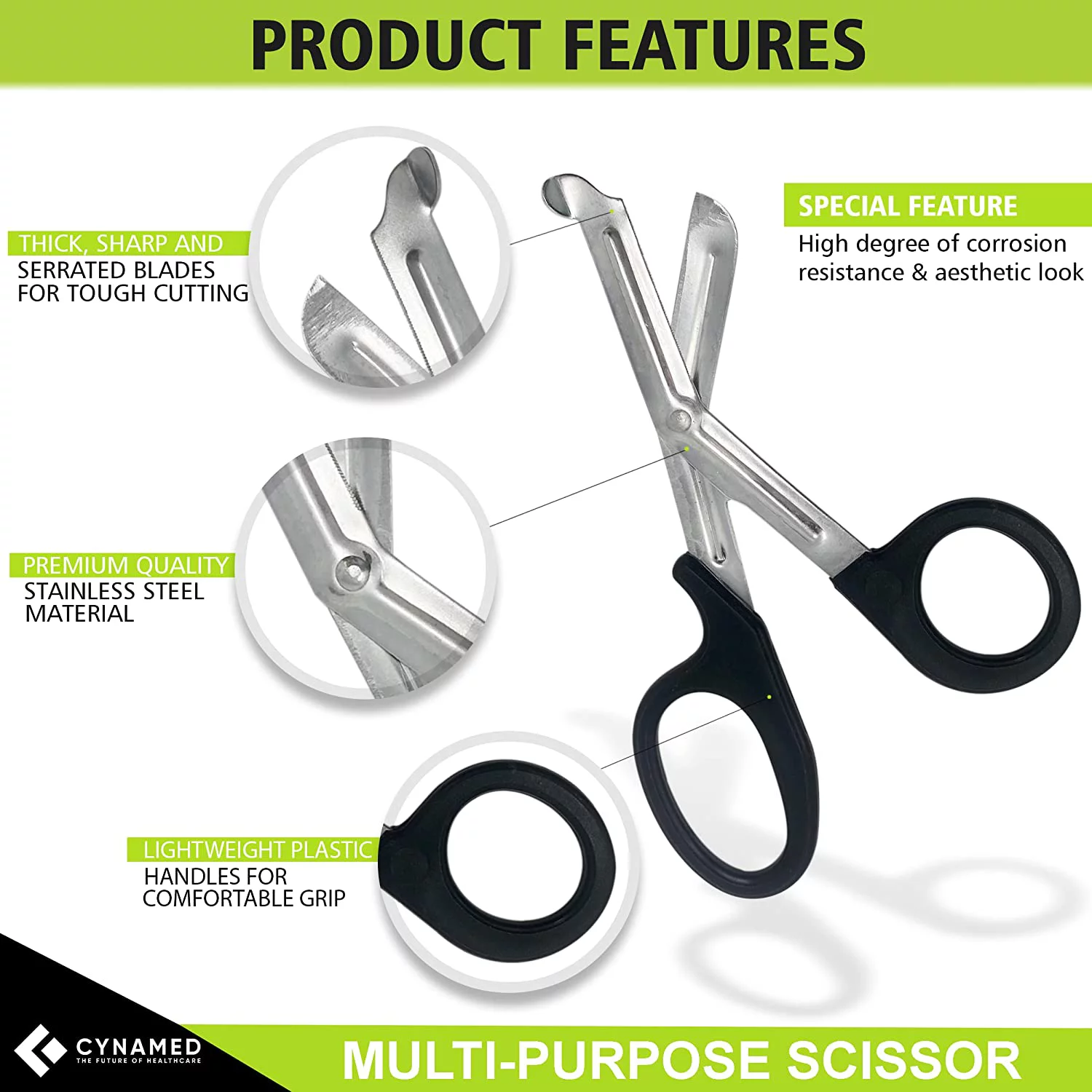 Cynamed Set of 6 Assorted Handle Trauma Shears 7.25