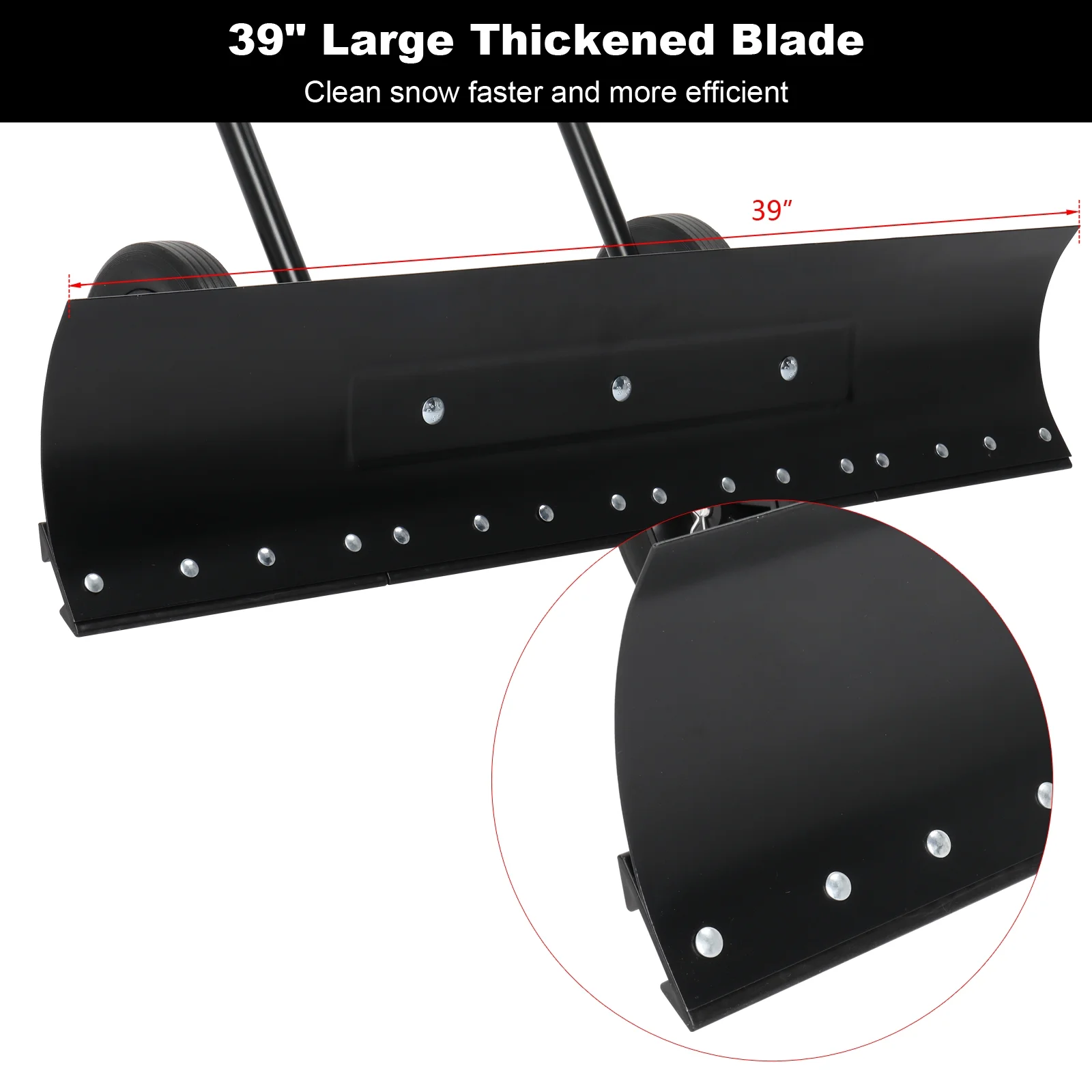 Zimtown Adjustable Wheeled Snow Pusher Wheeled Snow Shovel, Efficient Snow Removal Tool 39