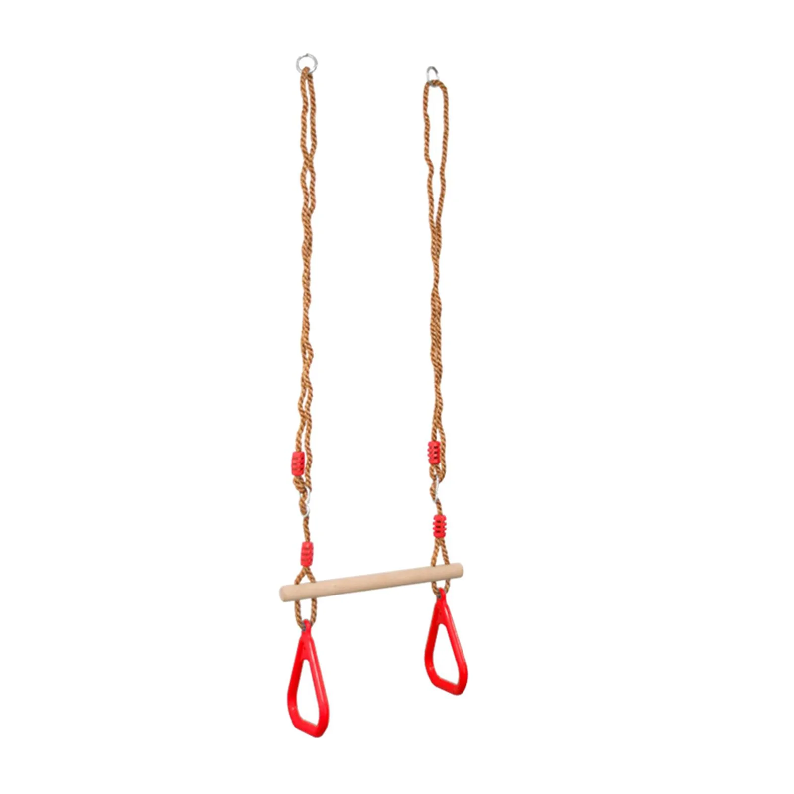 Kids Swing Bar with Rings Wood Hanging Hoop Monkey Bars with Adjustable Straps Wooden Swing Bar for Indoor and Outdoor Plays Toys