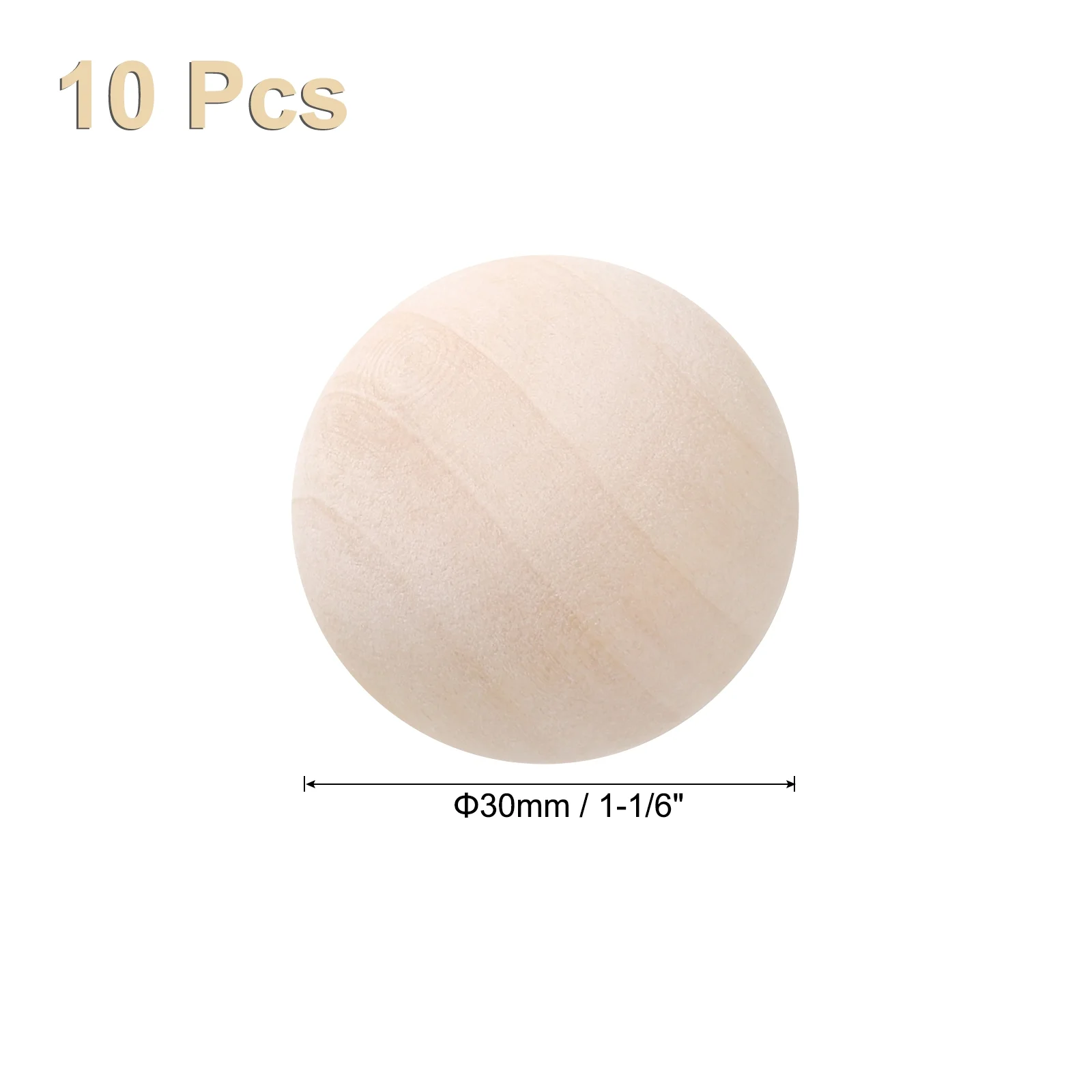 Uxcell 10 Pcs Wooden Round Balls 1-1/4
