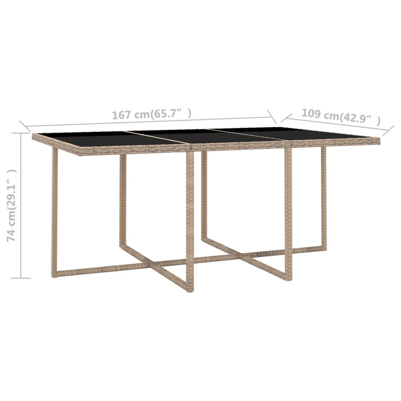 Walmeck 11 Piece Patio Dining Set with Cushions Poly Rattan Beige