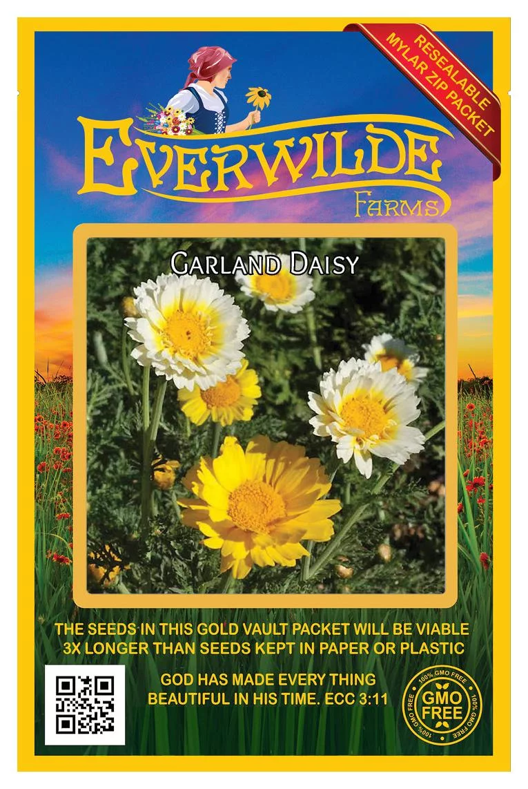 Everwilde Farms - 2000 Garland Daisy Garden Flower Seeds - Gold Vault Jumbo Bulk Seed Packet