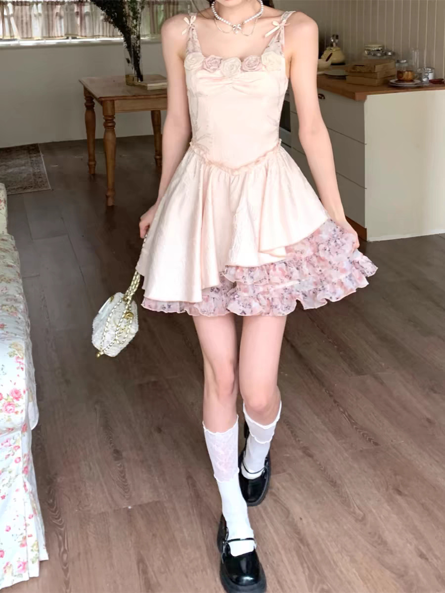 Rose Oil Painting Hall Lotus Root Jacquard Splicing Sling