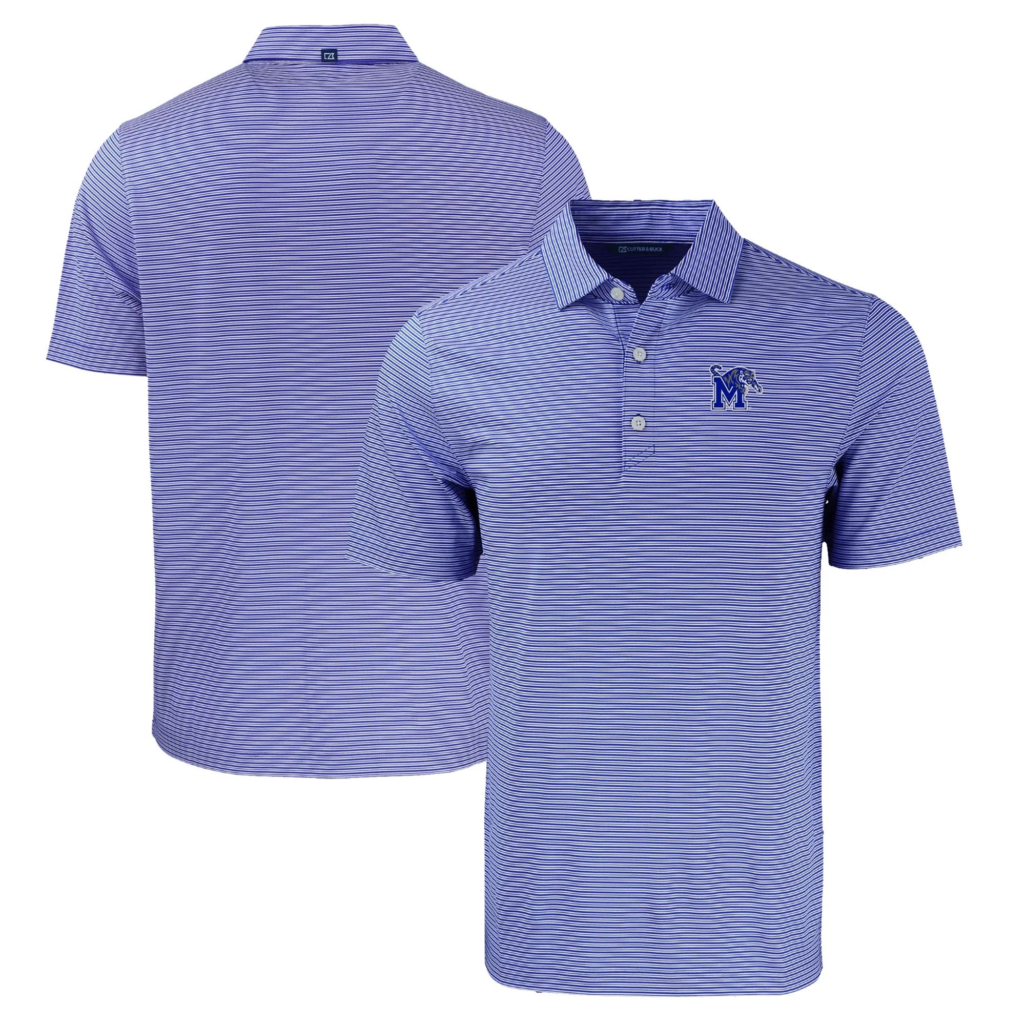 Men's Cutter & Buck  Royal Memphis Tigers Forge Eco Double Stripe Stretch Recycled Polo