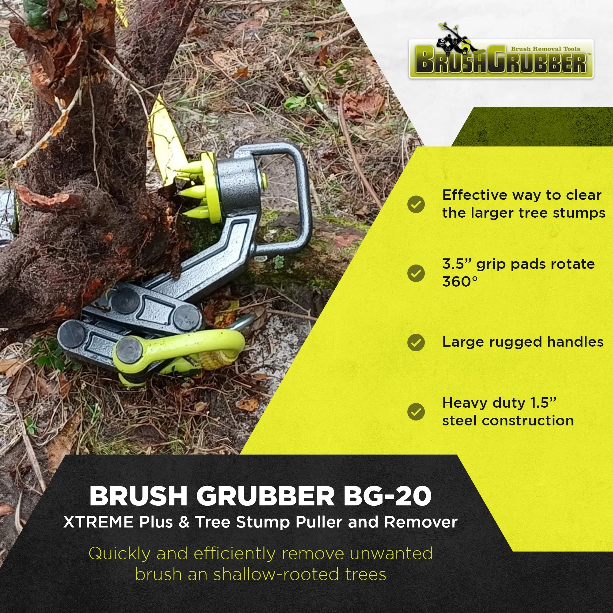 Brush Grubber BG-11 XTREME Plus Brush and Tree Puller Remover Tool, Black