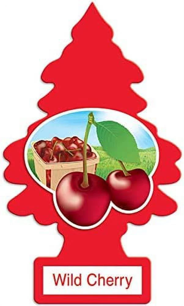 Little Trees Cardboard Hanging Car, Home & Office Air Freshener, Wild Cherry (Pack of 24)