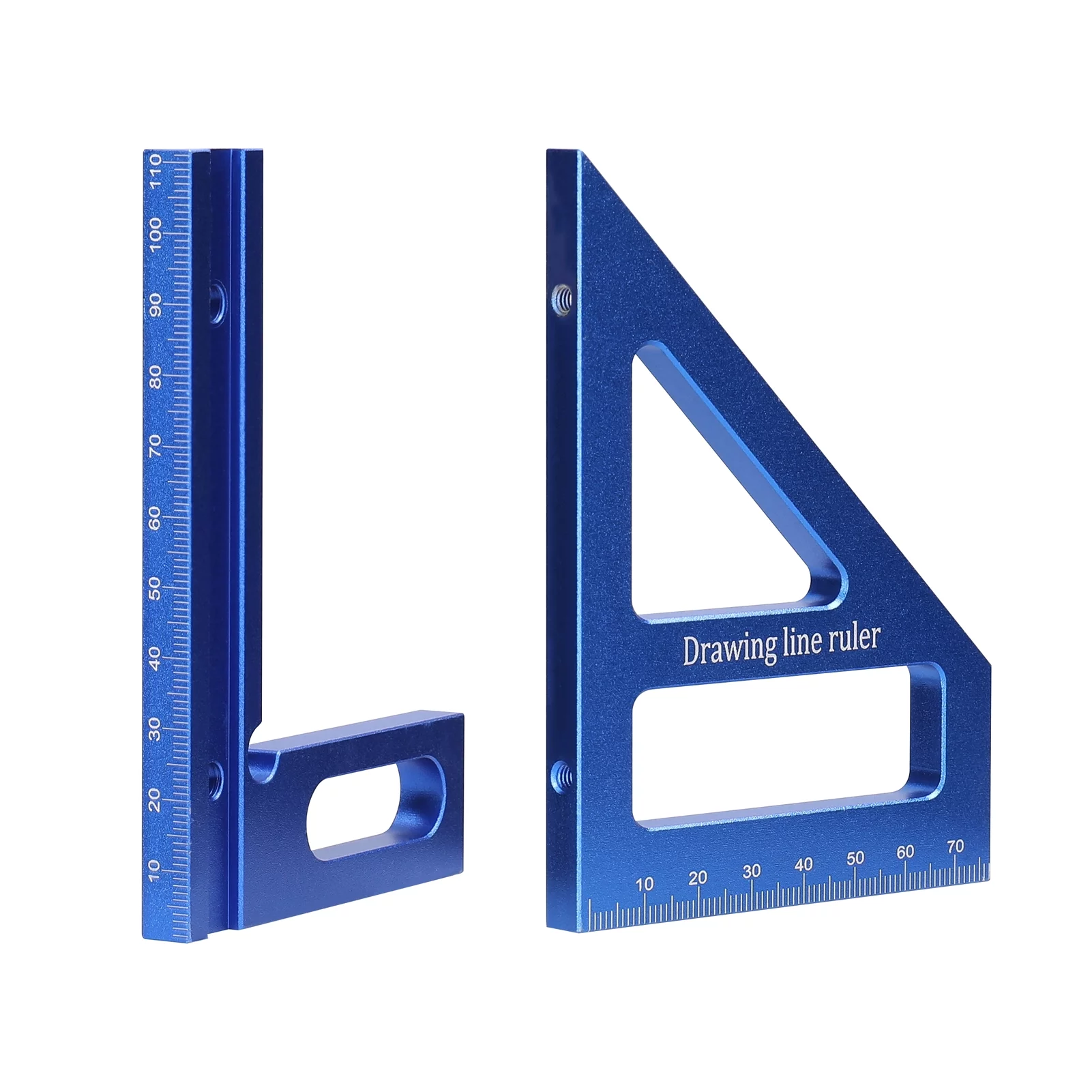 Aluminum Alloy Multi Angle Measuring Ruler Woodworking Protractor 45° 90° Miter Triangle-Ruler Utility Scribing Gauge Multifunctional Layout Measuring Tool for Engineer Carpenter